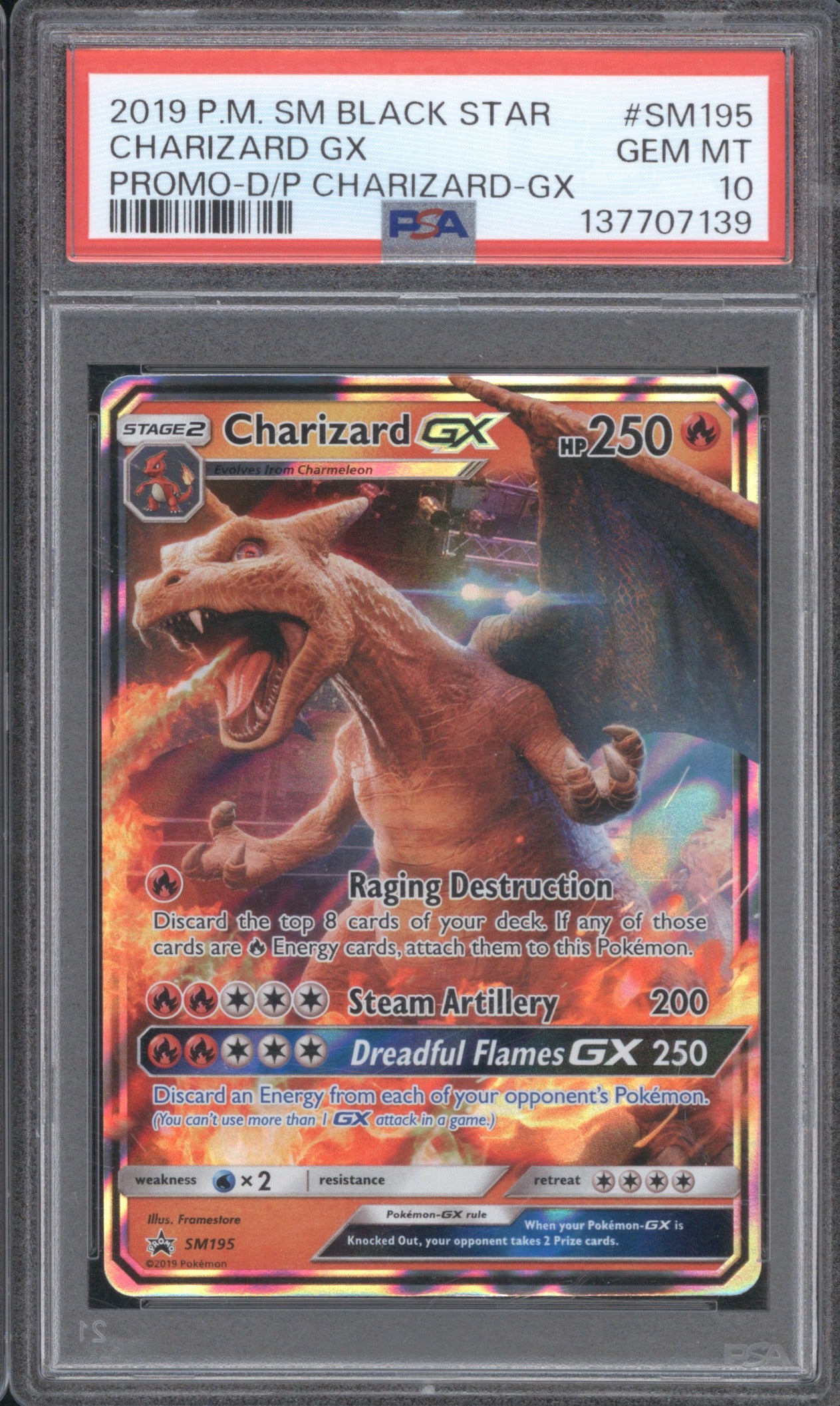 2019 POKEMON SM BLACK STAR PROMO CHARIZARD GX SM195 PROMO PSA 10
