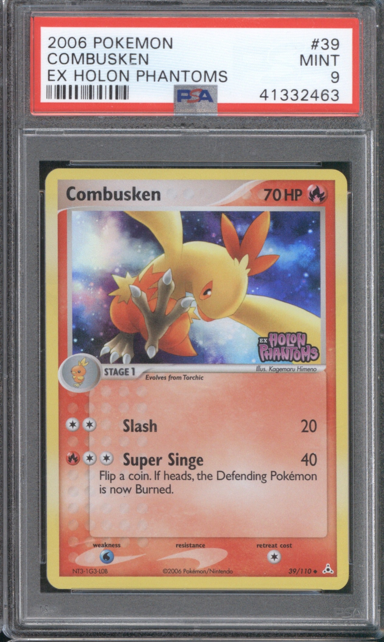 2006 POKEMON EX HOLON PHANTOMS COMBUSKEN 39/110 PSA 9