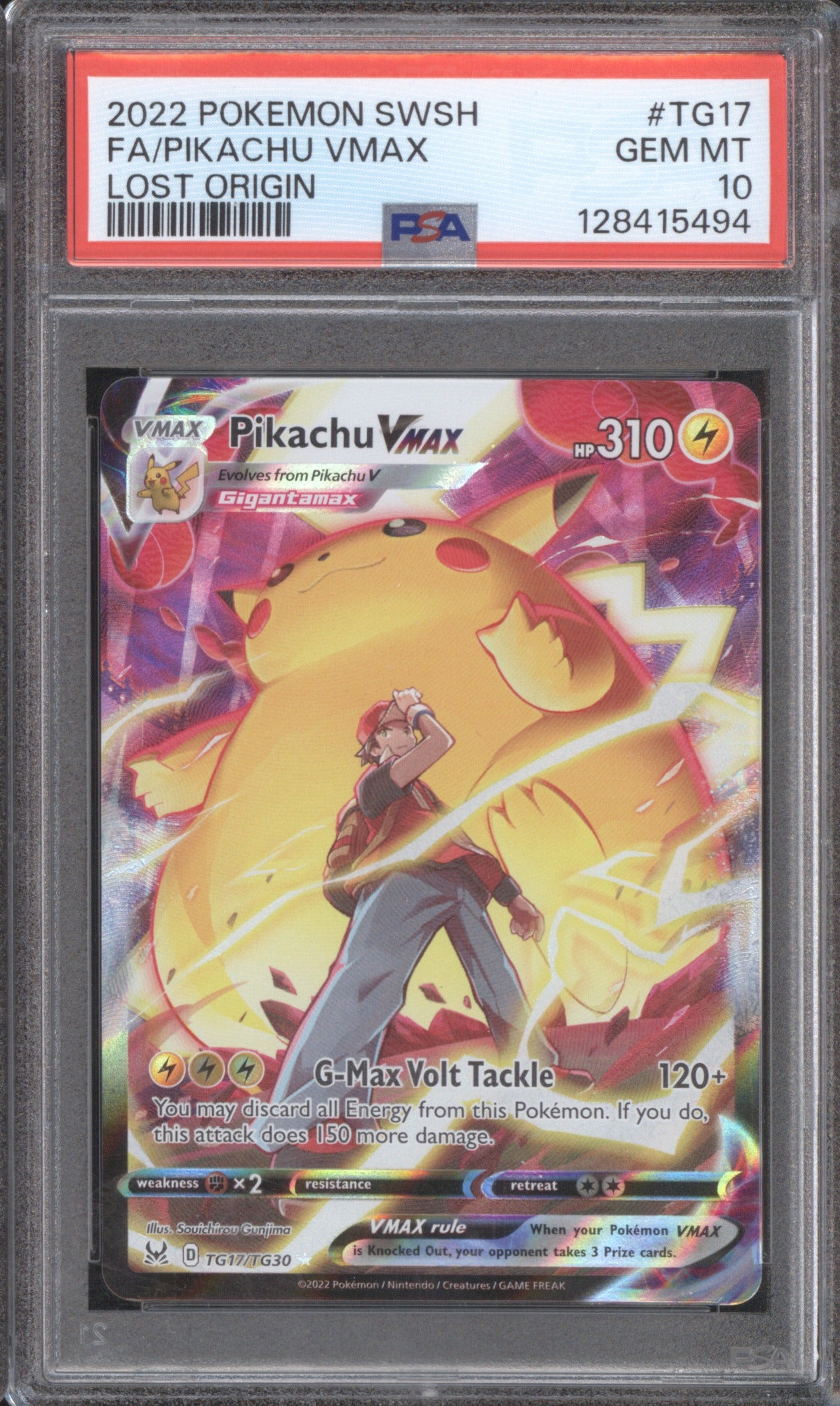 PIKACHU VMAX 2022 POKEMON SWORD & SHIELD LOST ORIGIN #TG17 PSA 10