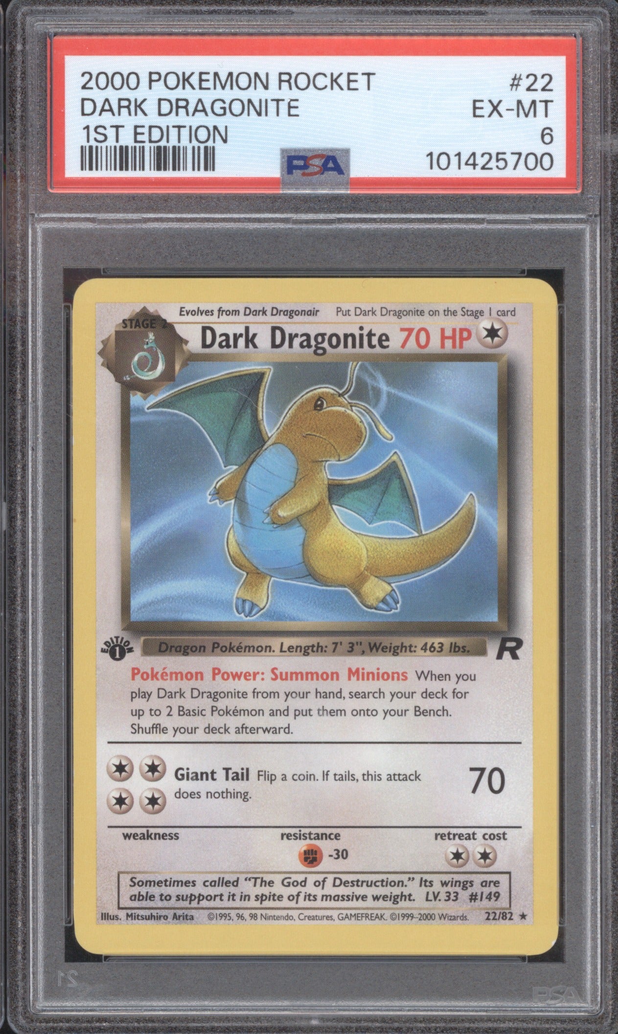 DARK DRAGONITE 2000 POKEMON ROCKET #22 PSA 6 1ST EDITION