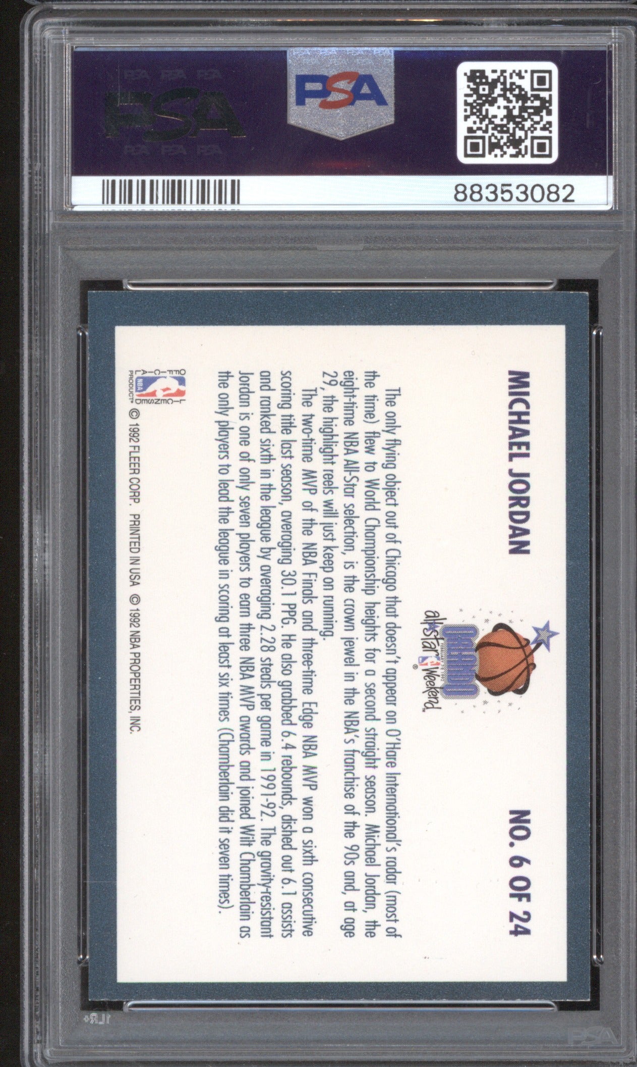 Michael Jordan 1992/93 Fleer 6 All-Stars PSA 7