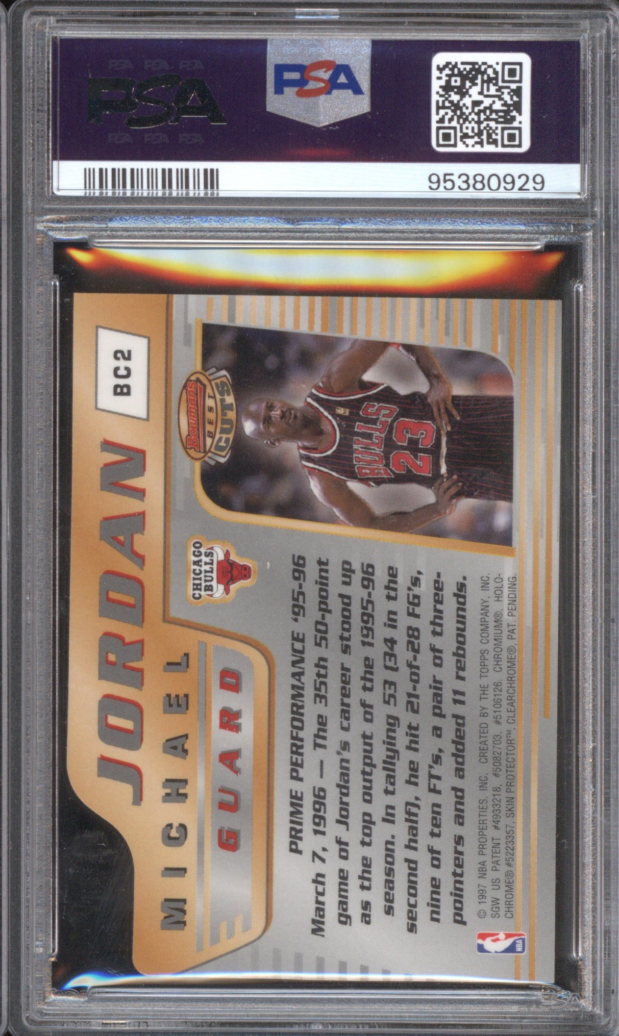 Michael Jordan 1996/97 Bowman's Best BC2 Cuts PSA 9