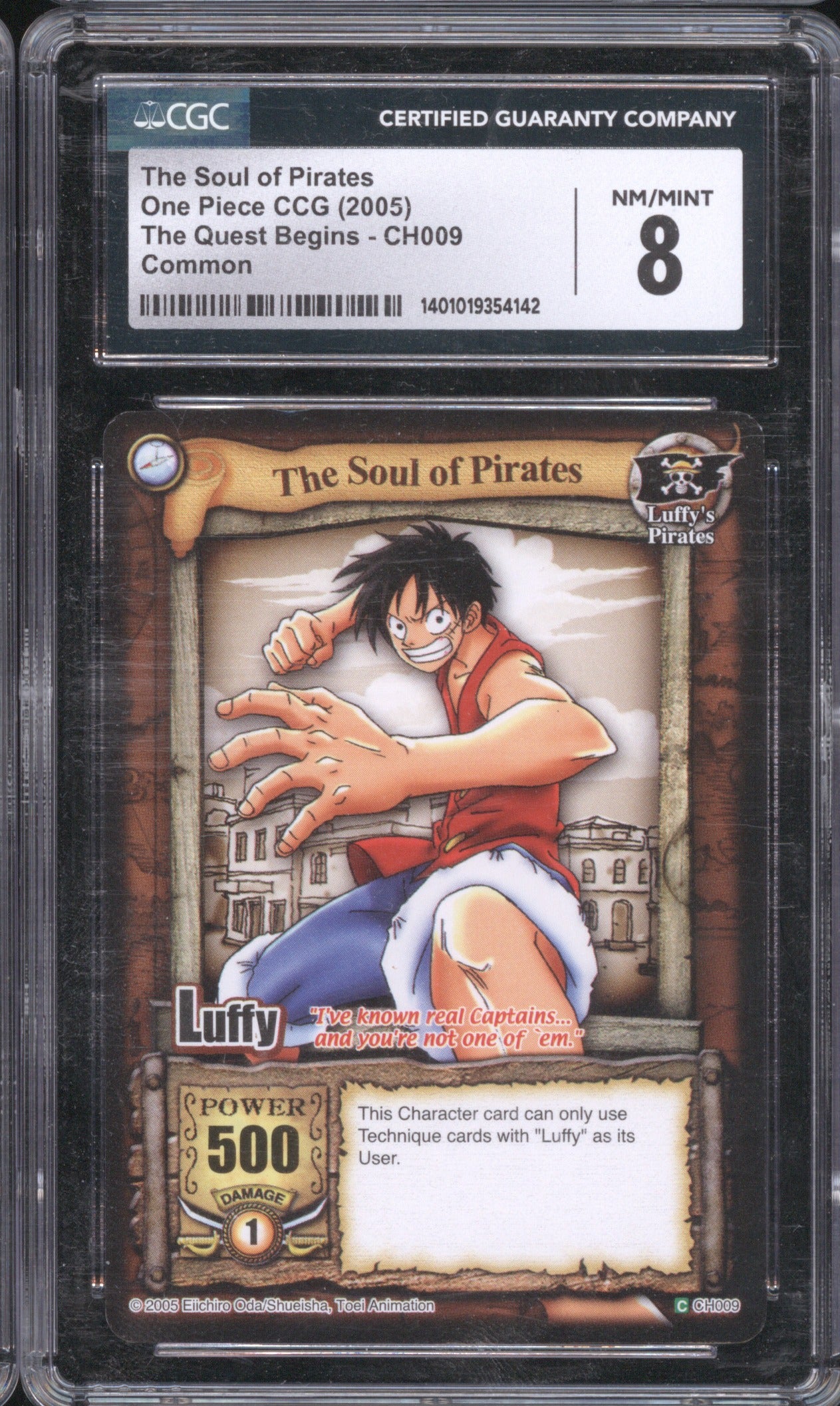 2005 Bandai One Piece CCG Luffy CH009 The Quest Begins CGC NM/Mint 8