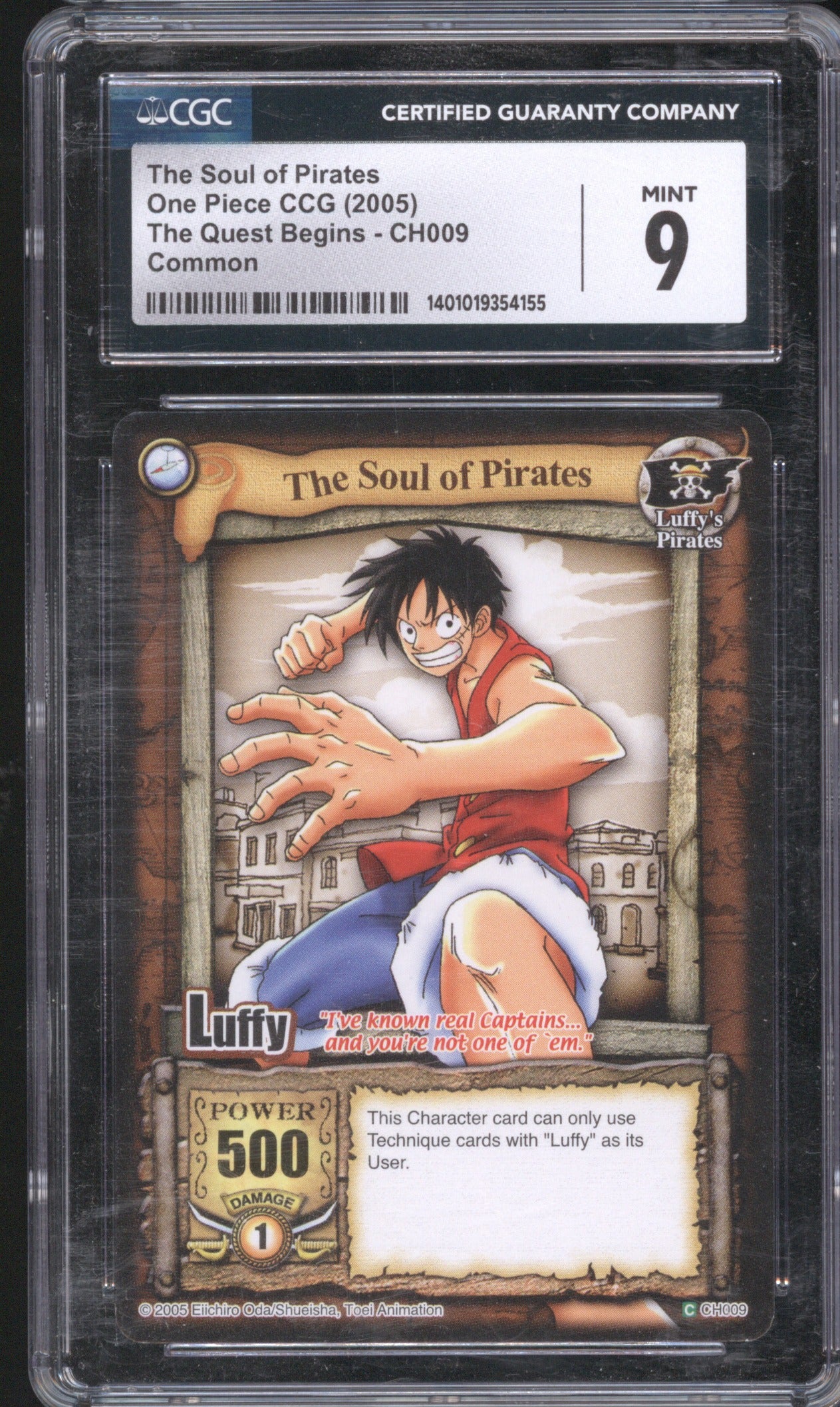 2005 Bandai One Piece CCG Luffy CH009 The Quest Begins CGC Mint 9