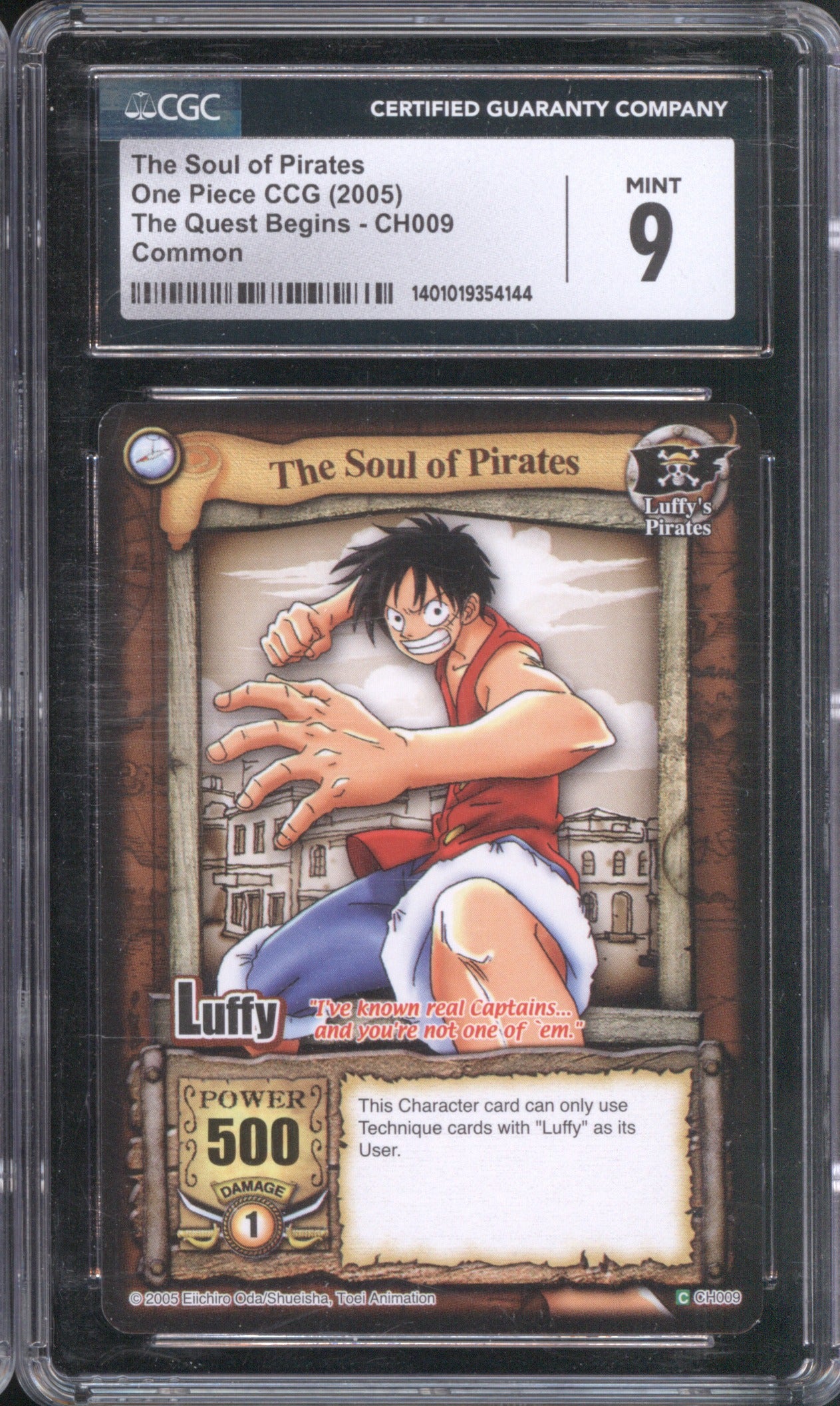 2005 Bandai One Piece CCG Luffy CH009 The Quest Begins CGC Mint 9