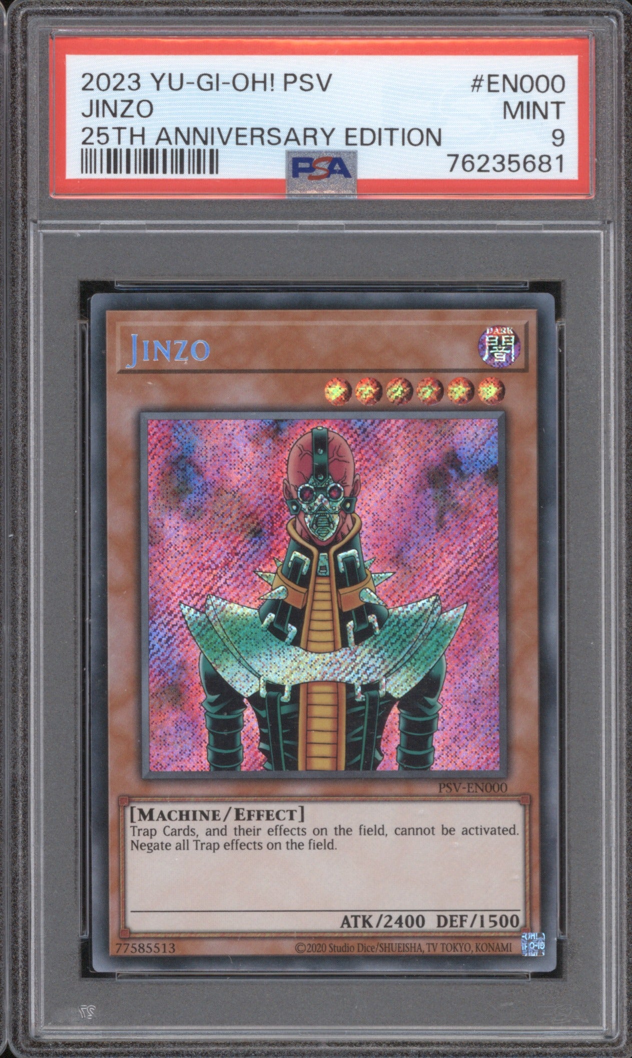2023 YU-GI-OH! PHARAOH'S SERVANT 25TH ANNIVERSARY EDITION JINZO EN000 PSA 9