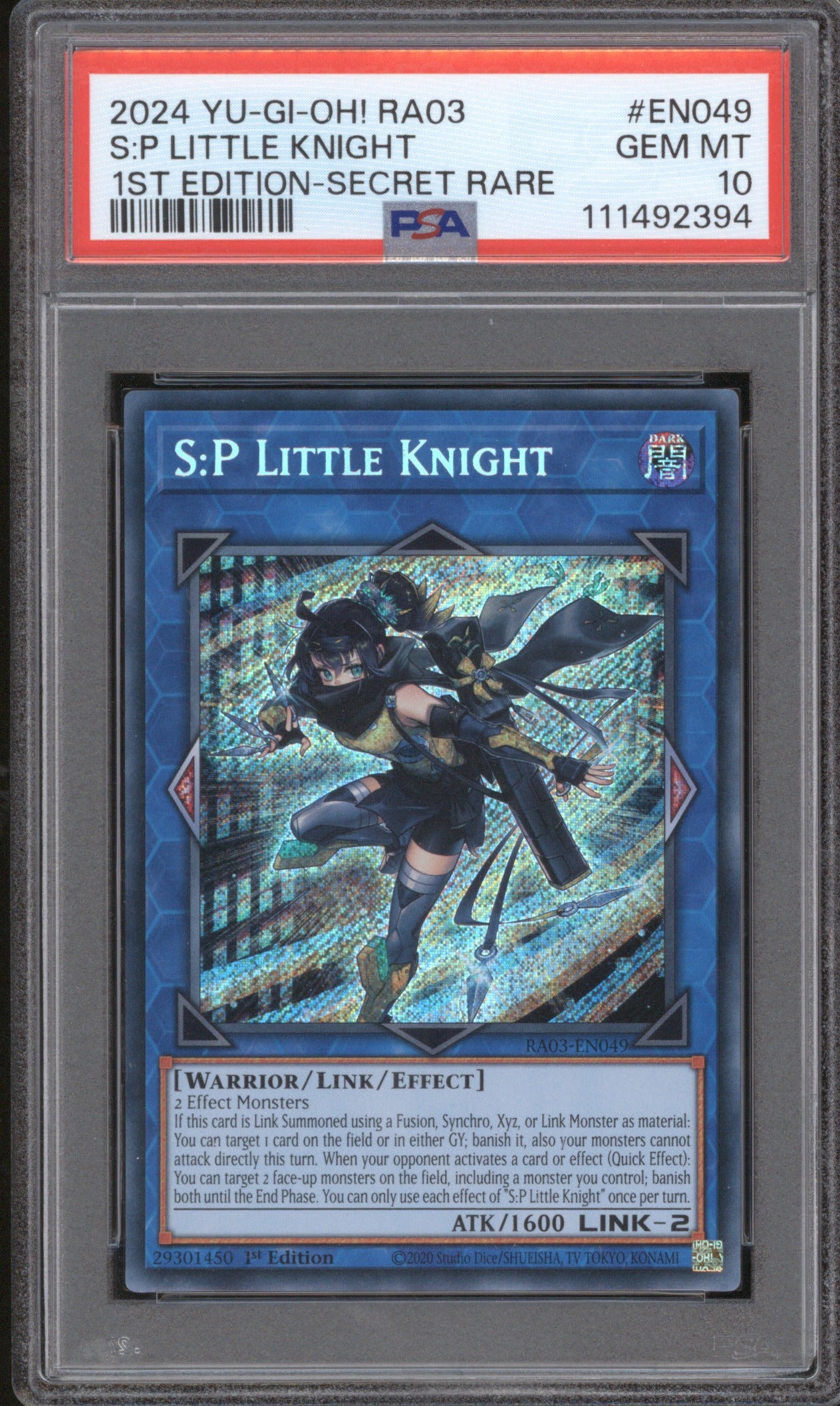 2024 YU-GI-OH! 25TH S:P LITTLE KNIGHT EN049 1ST EDITION-SECRET RARE PSA 10