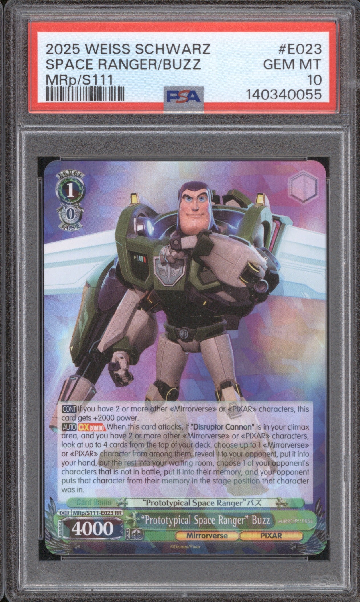 2025 WEISS SCHWARZ DISNEY MIRRORVERSE SPACE RANGER/BUZZ E023 MRp/S111 PSA 10