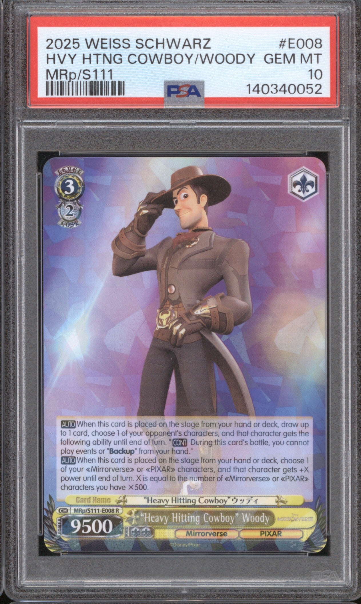 2025 WEISS SCHWARZ DISNEY MIRRORVERSE HVY HTNG COWBOY/WOODY E008 MRp/S111 PSA 10