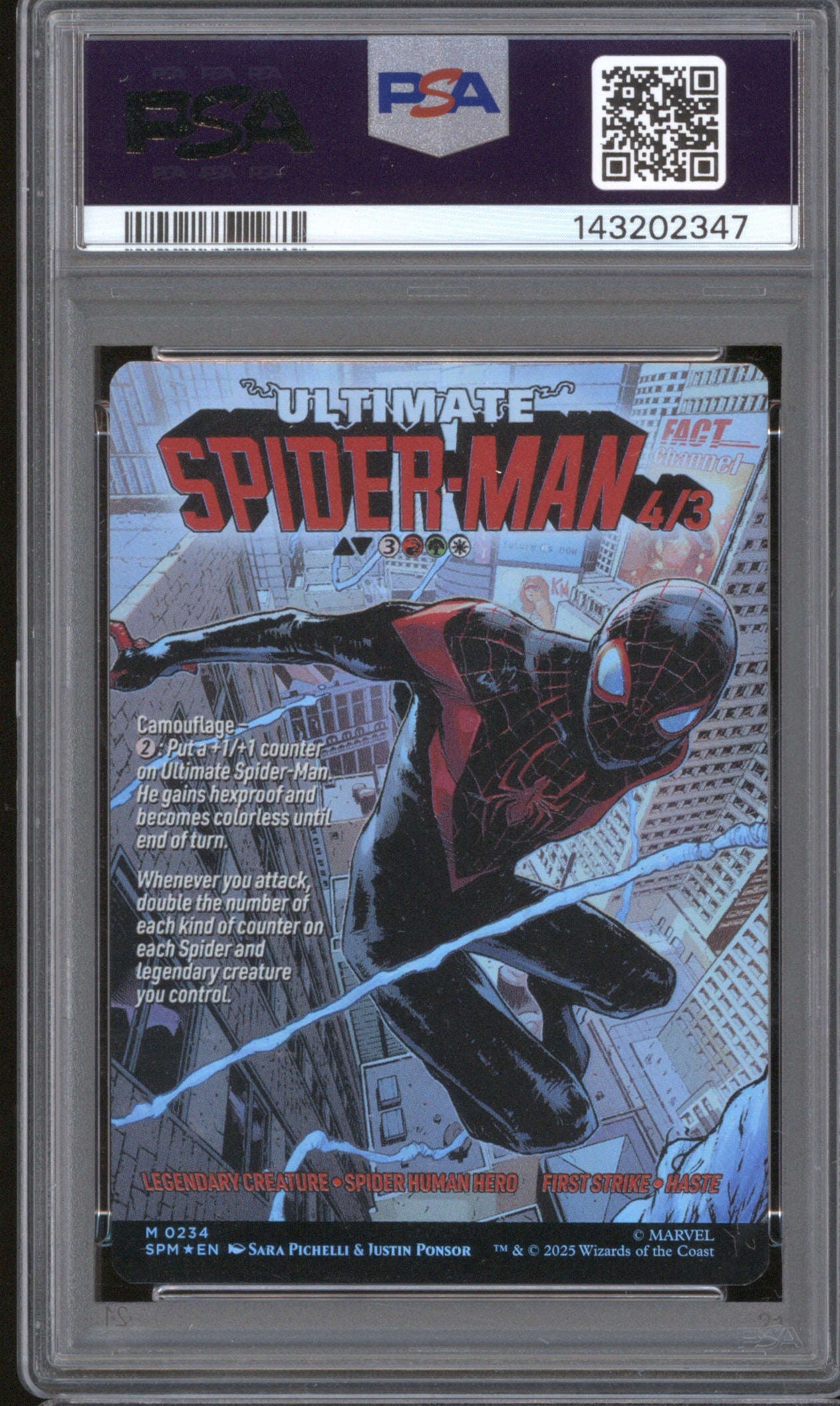 2025 MTG MARVEL'S SPIDER-MAN MILES/ULTIMATE SM 0234 CLASSIC COMIC-FOIL PSA 9
