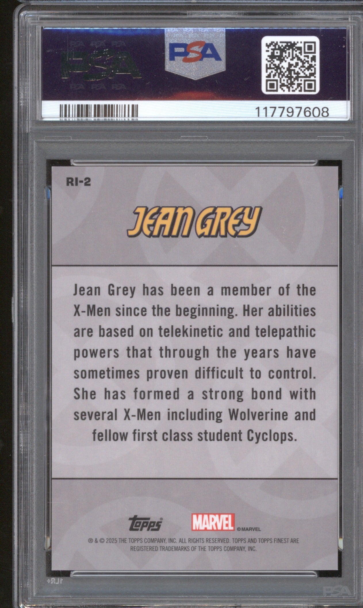 2025 TOPPS FINEST X-MEN 97 RI2 JEAN GREY REMEMBER IT-X-FRACTOR /97 PSA 9