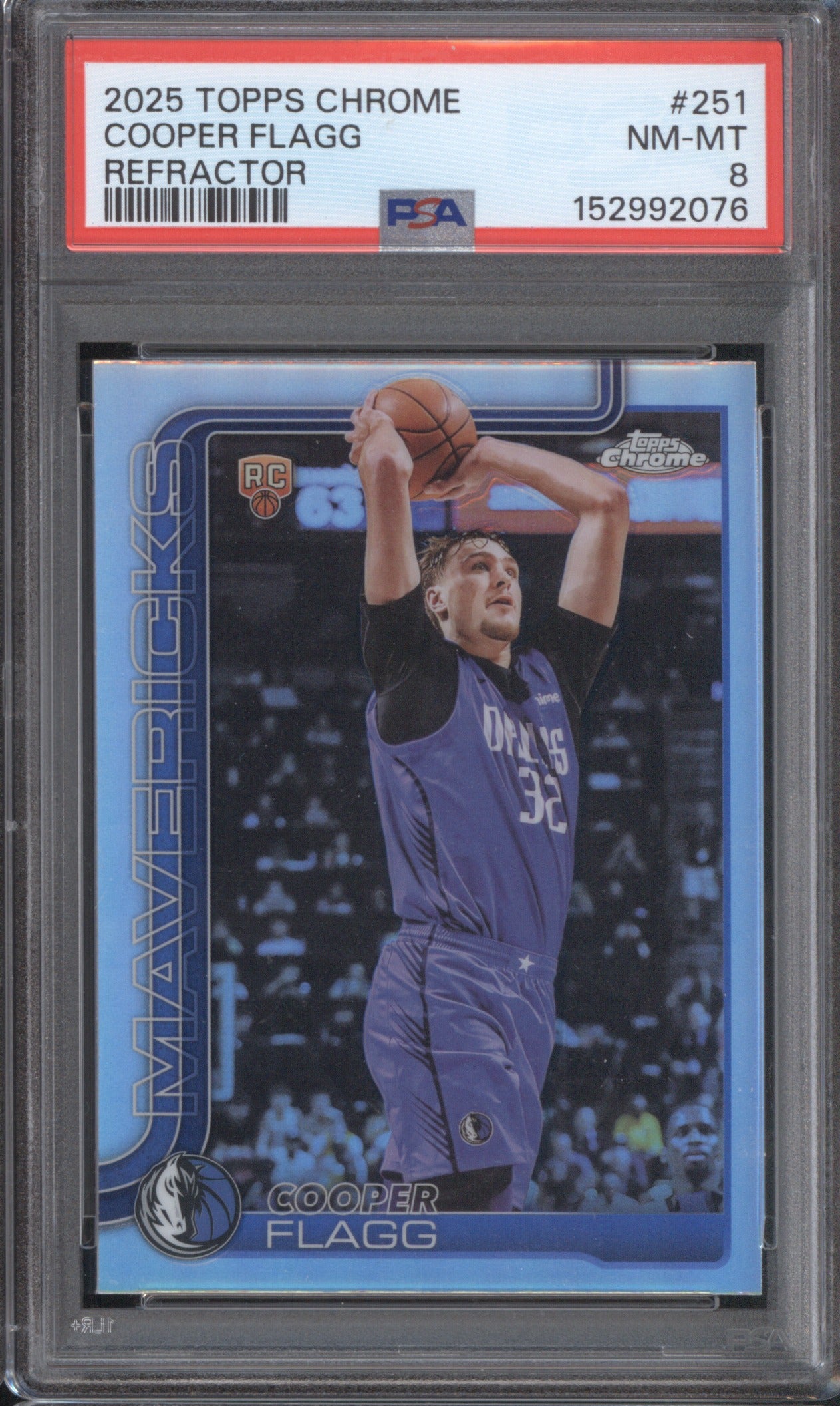 COOPER FLAGG 2025 TOPPS CHROME 251 PSA 8 REFRACTOR