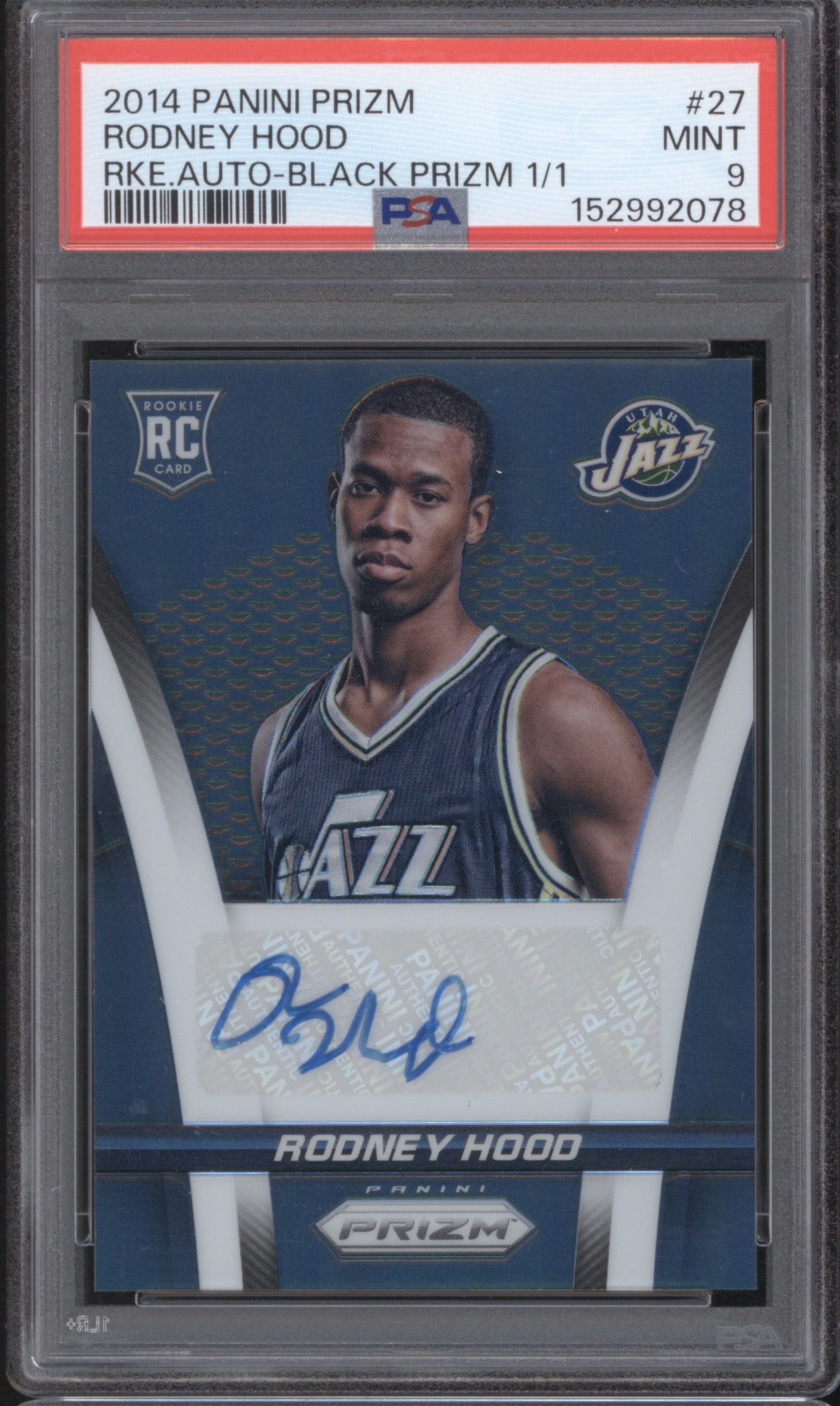 RODNEY HOOD 2014 PANINI PRIZM ROOKIE AUTO 27 PSA 9 BLACK PRIZM 1/1