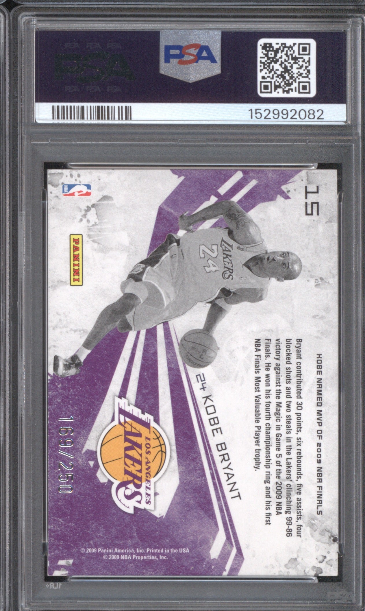 KOBE BRYANT 2009 PANINI ROOKIES & STARS MOMENTS IN TIME #15 PSA 9 HOLOFOIL