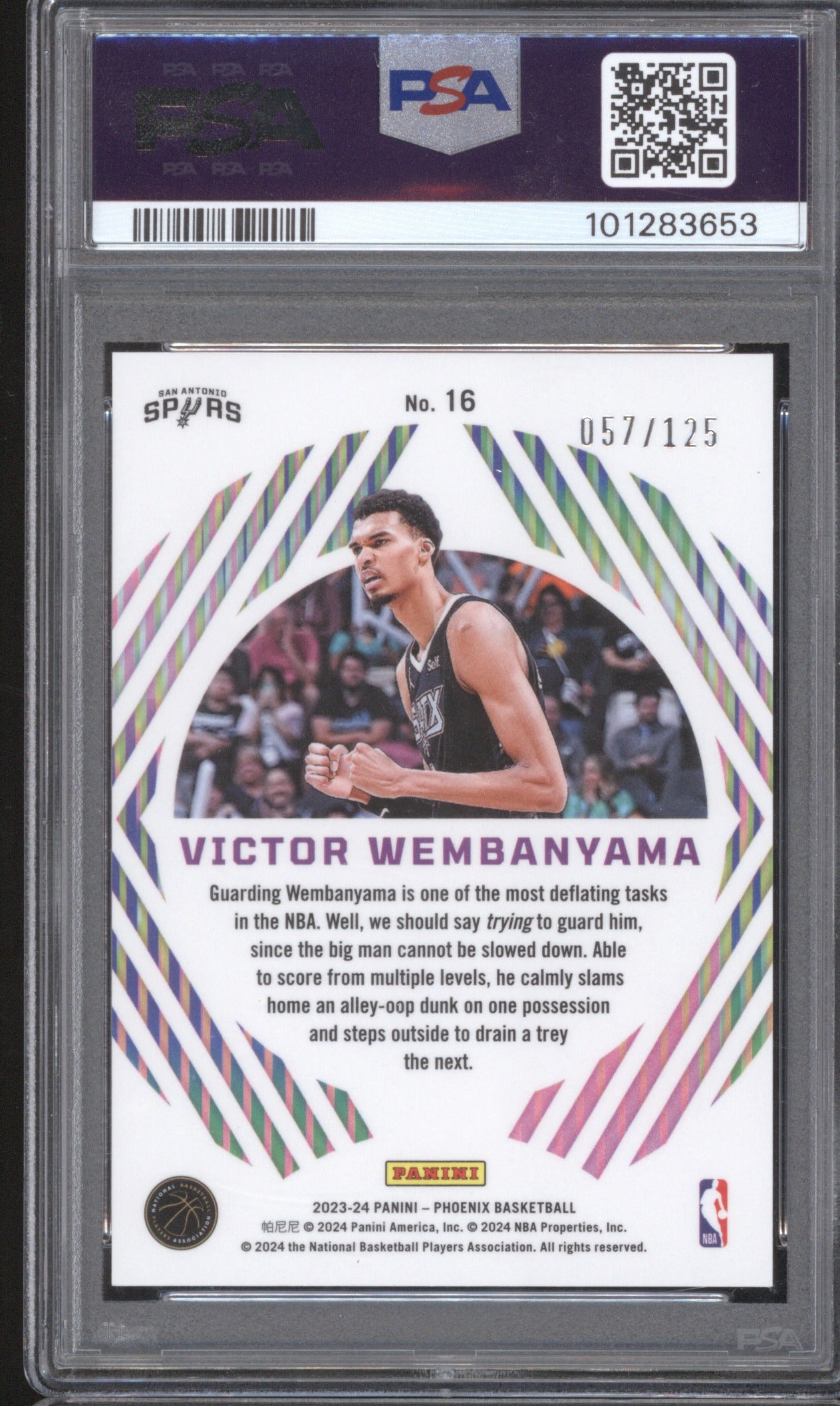 VICTOR WEMBANYAMA 2023 PANINI PHOENIX MYSTIQUE RED RC #16 PSA 9 57/125