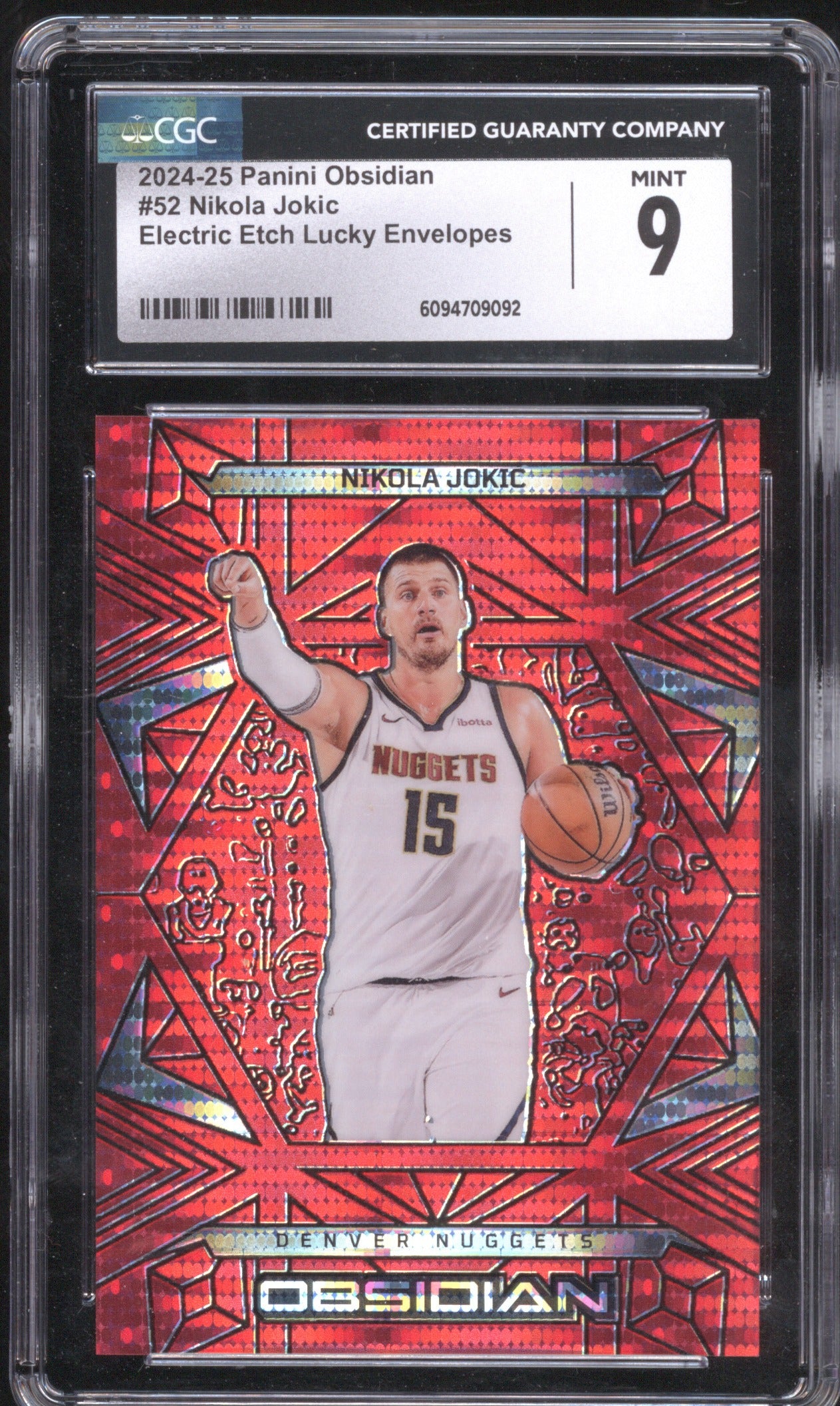 Nikola Jokic 2024 Panini Obsidian #52 CGC 9 Electric Etch Lucky Envelopes 5/8