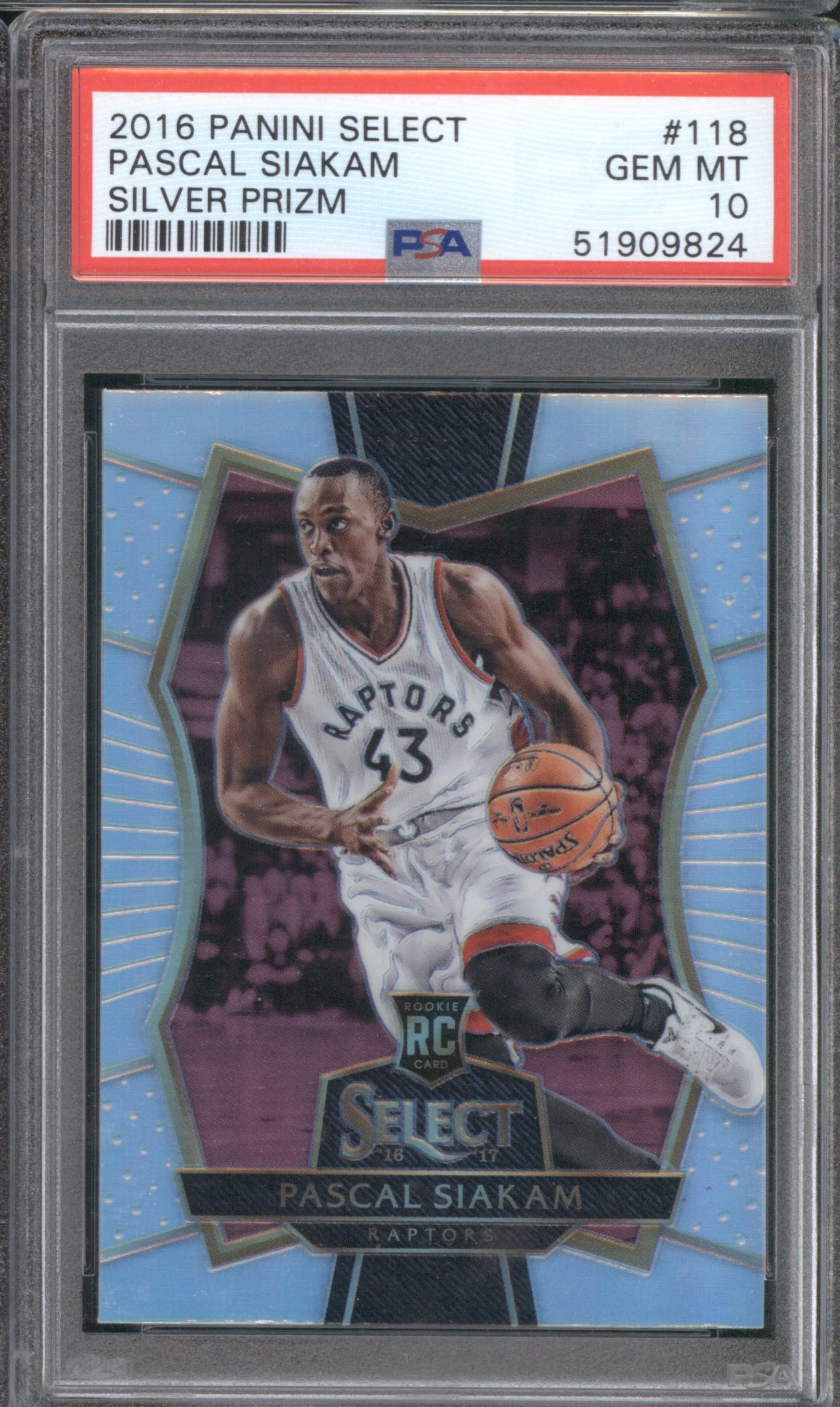 Pascal Siakam 2016 Panini Select 118 Silver Prizm PSA 10