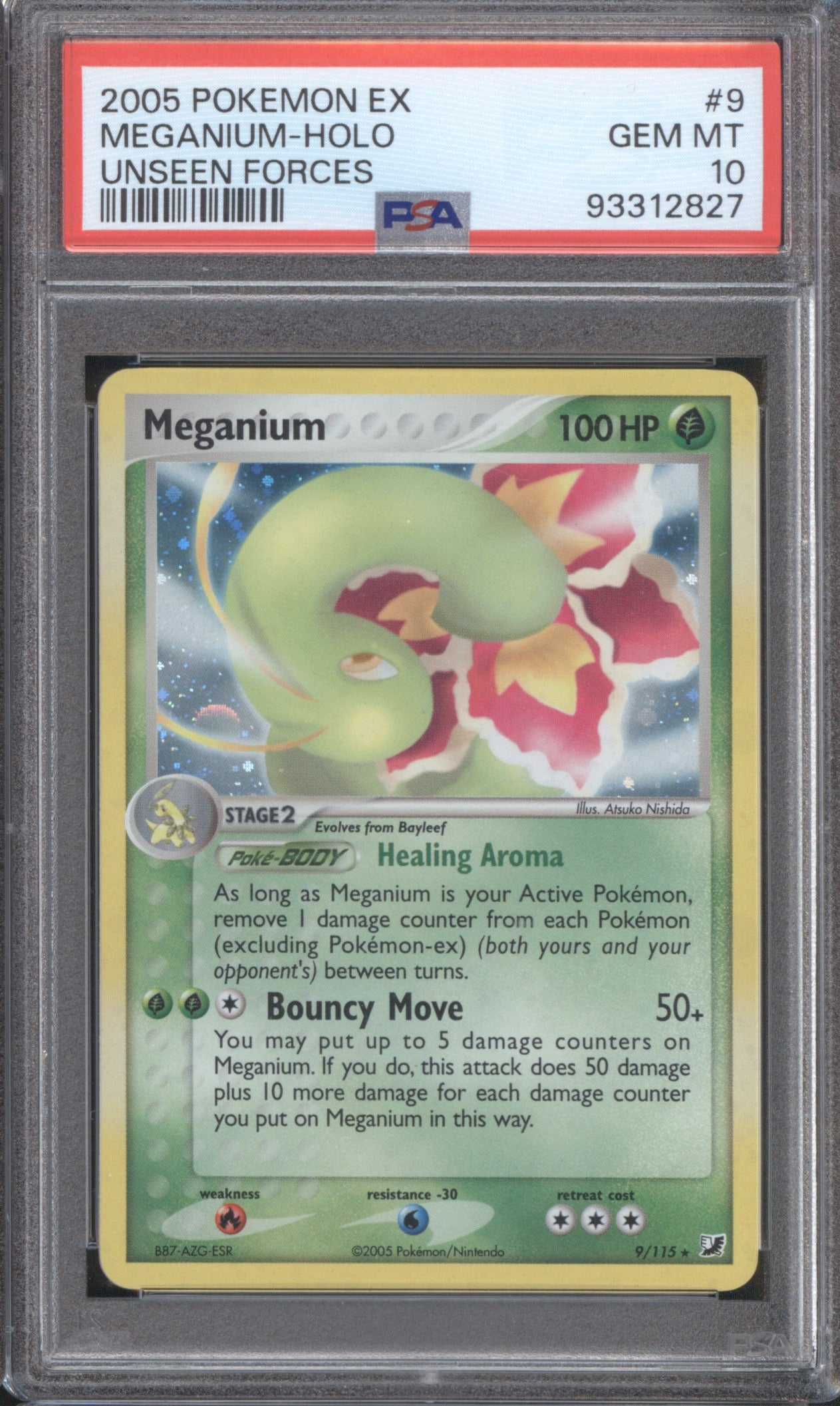 2005 Pokemon EX Unseen Forces 9 Meganium Holo PSA 10
