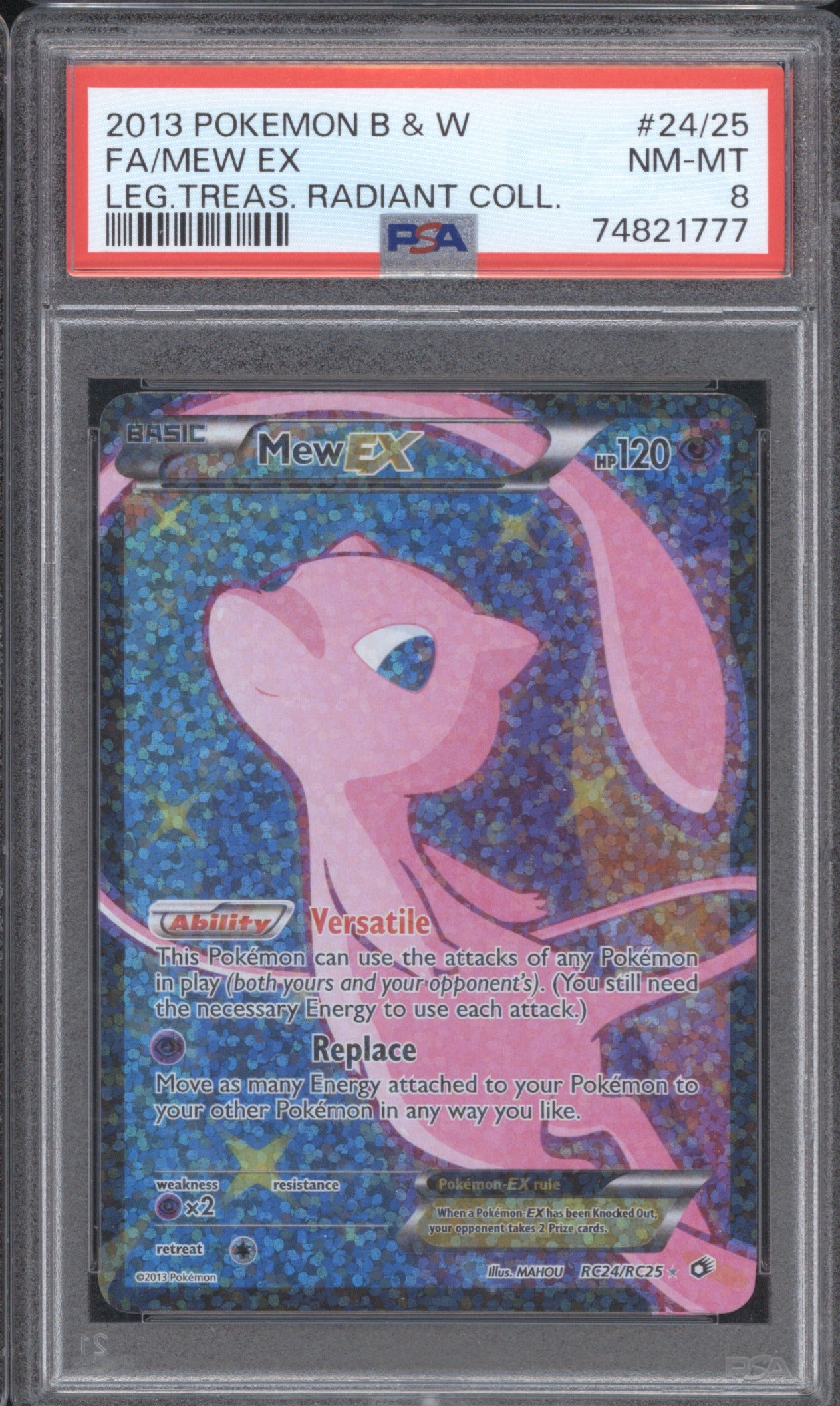 MEW EX 2013 POKEMON B&W LEGENDARY TREASURES RADIANT COLLECTION RC24 PSA 8