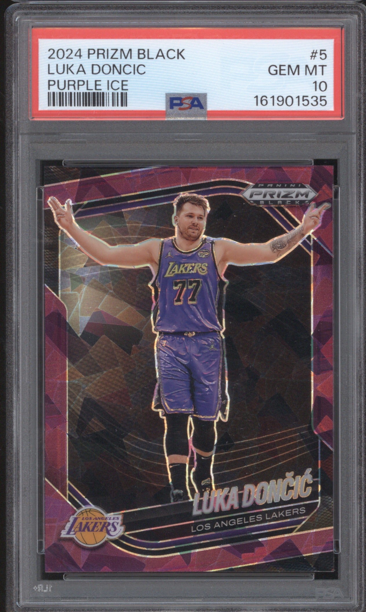 2024 PANINI PRIZM BLACK LUKA DONCIC 5 PURPLE ICE PSA 10