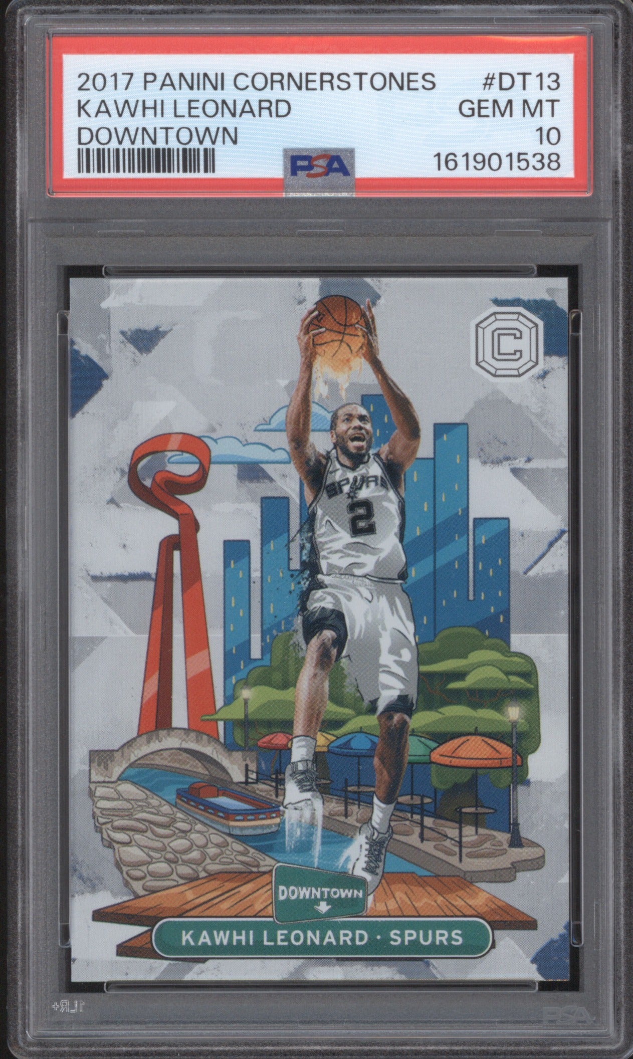 KAWHI LEONARD 2017 PANINI CORNERSTONES DOWNTOWN DT13 PSA 10