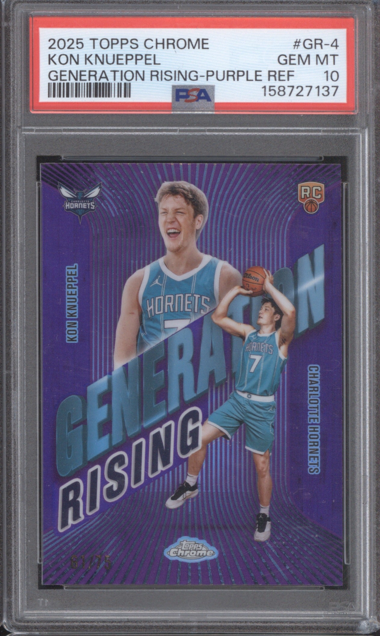 KON KNUEPPEL 2025-26 TOPPS CHROME GENERATION RISING GR-4 PURPLE /75 PSA 10