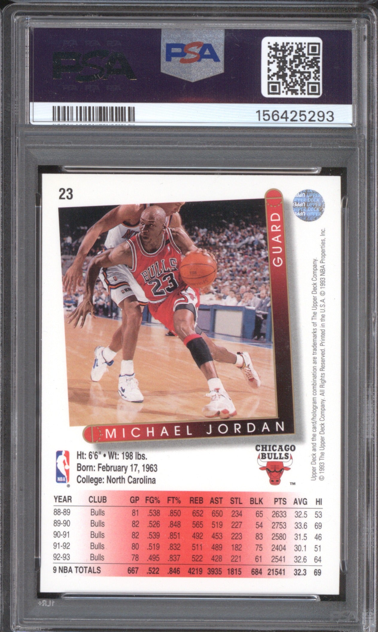 MICHAEL JORDAN 1993 UPPER DECK #23 PSA 9