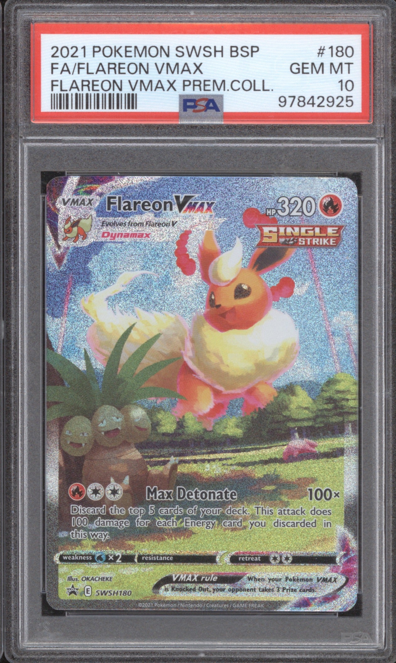FLAREON VMAX 2021 POKEMON SWSH BLACK STAR PROMO #180 PREMIUM COLLECTION PSA 10