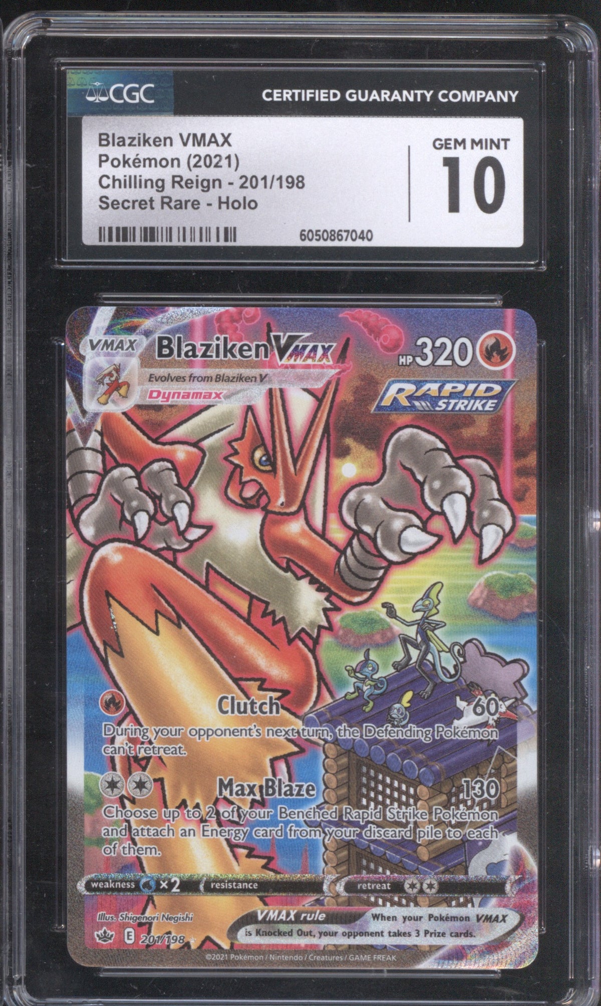 Blaziken VMAX 2021 Pokemon Chilling Reign 201/198 Secret Rare Holo CGC 10