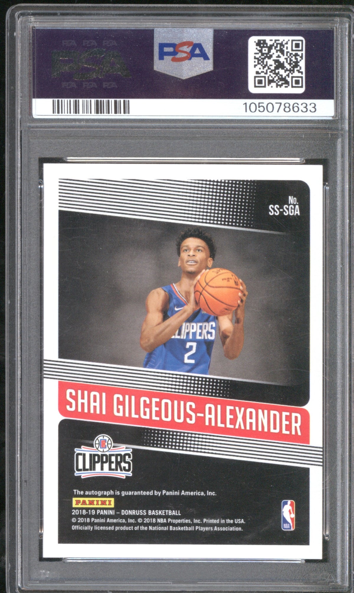 SHAI GILGEOUS-ALEXANDER 2018 PANINI DONRUSS SIGNIFICANT SIGNATURES RC AUTO PSA 9