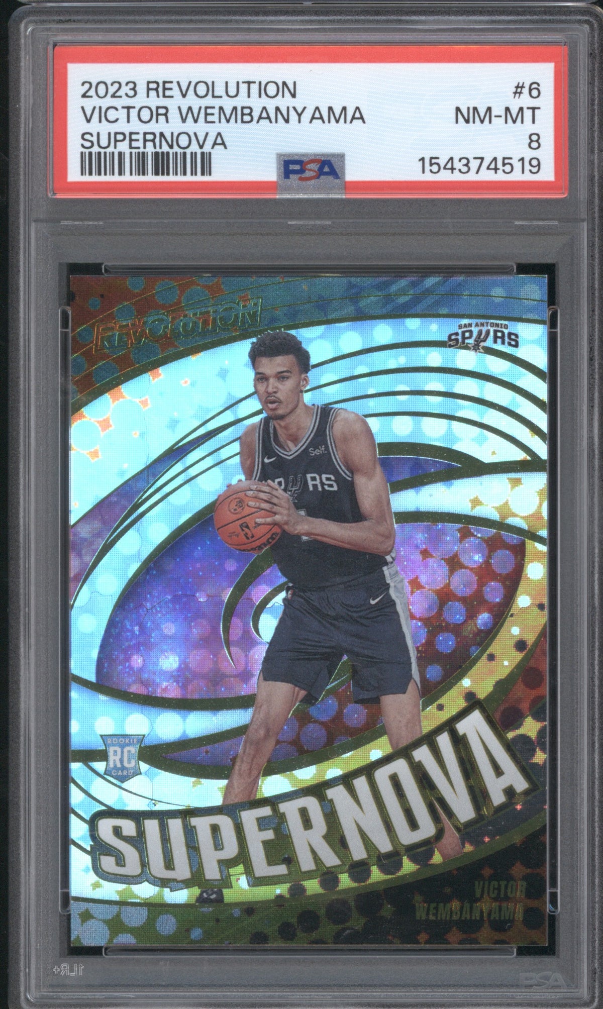 VICTOR WEMBANYAMA ROOKIE 2023 PANINI REVOLUTION SUPERNOVA #6 PSA 8
