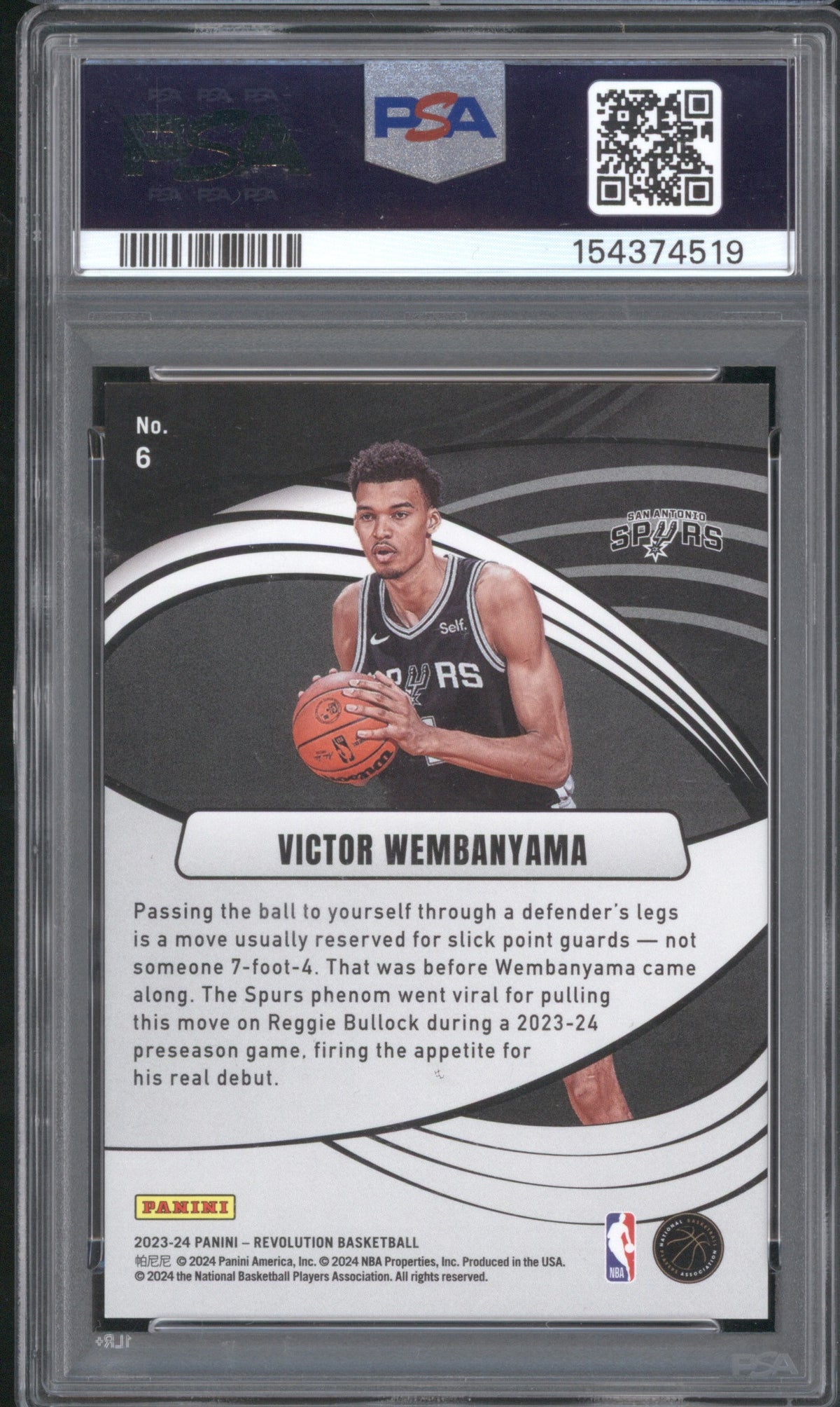 VICTOR WEMBANYAMA ROOKIE 2023 PANINI REVOLUTION SUPERNOVA #6 PSA 8