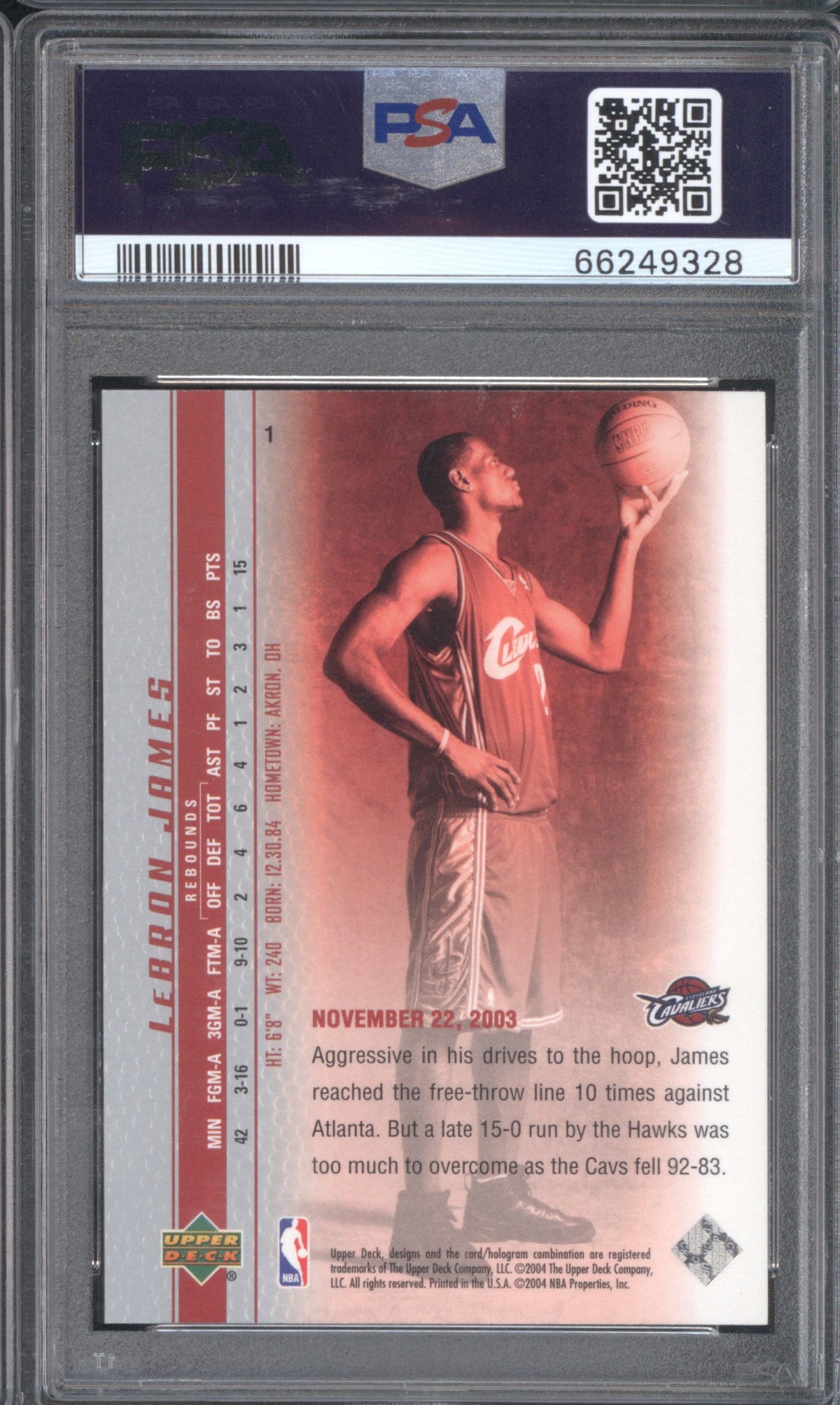 LeBRON JAMES 2003 UPPER DECK PHENOMENAL BEGINNINGS #1 PSA 9