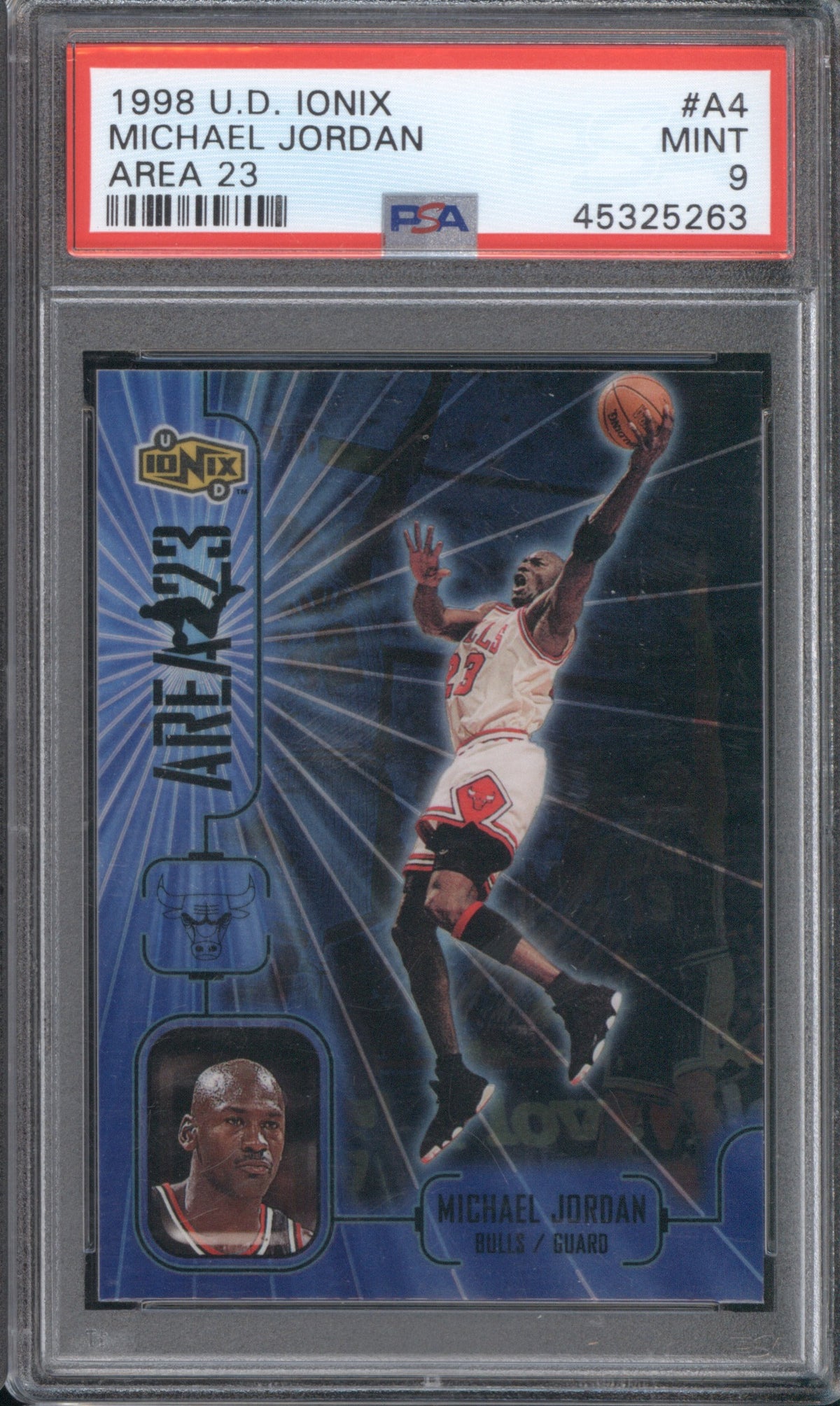 MICHAEL JORDAN 1998 UPPER DECK IONIX AREA 23 #A4 PSA 9 AREA 23