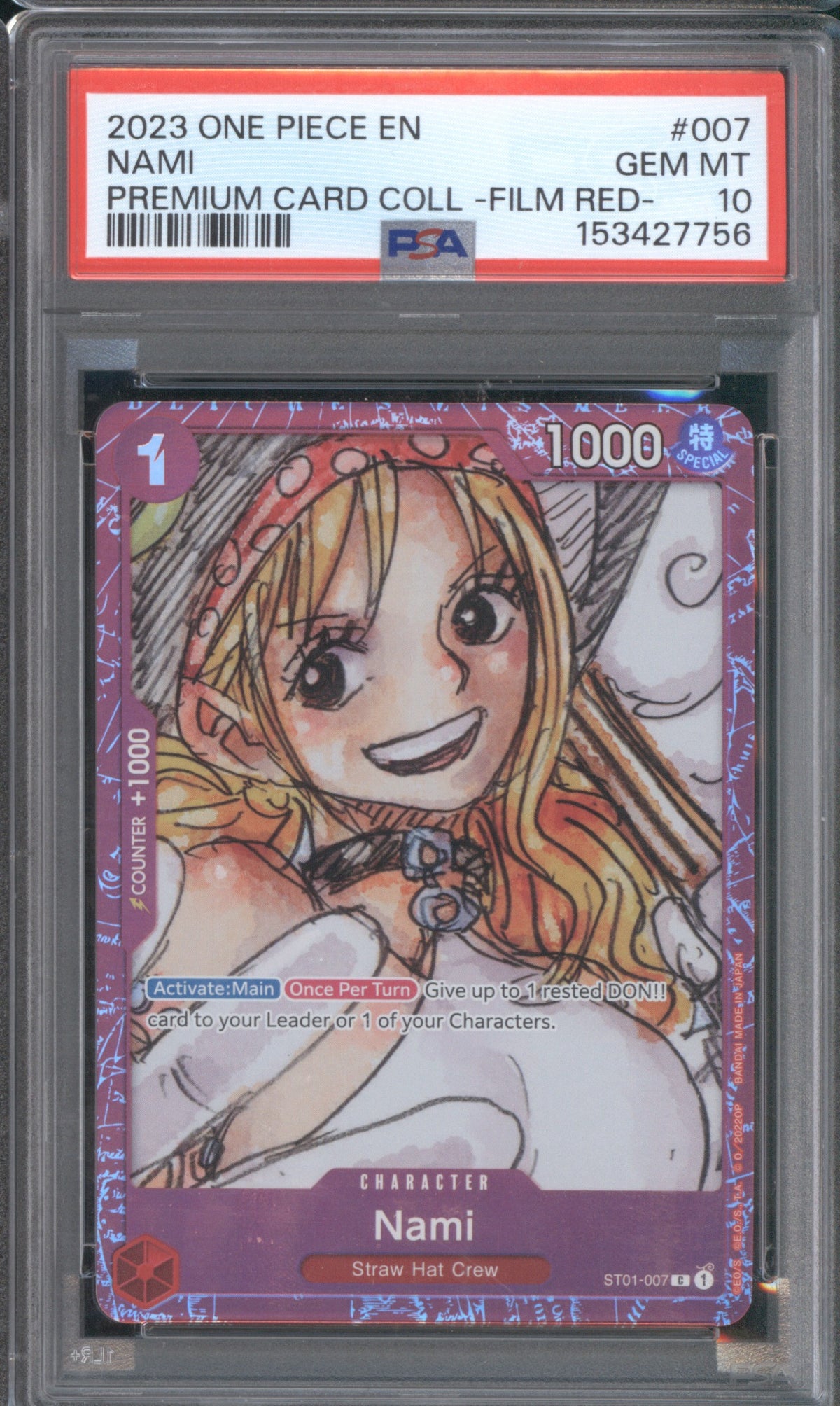 2023 ONE PIECE PREMIUM CARD COLLECTION FILM RED NAMI ST01-007 PSA 10