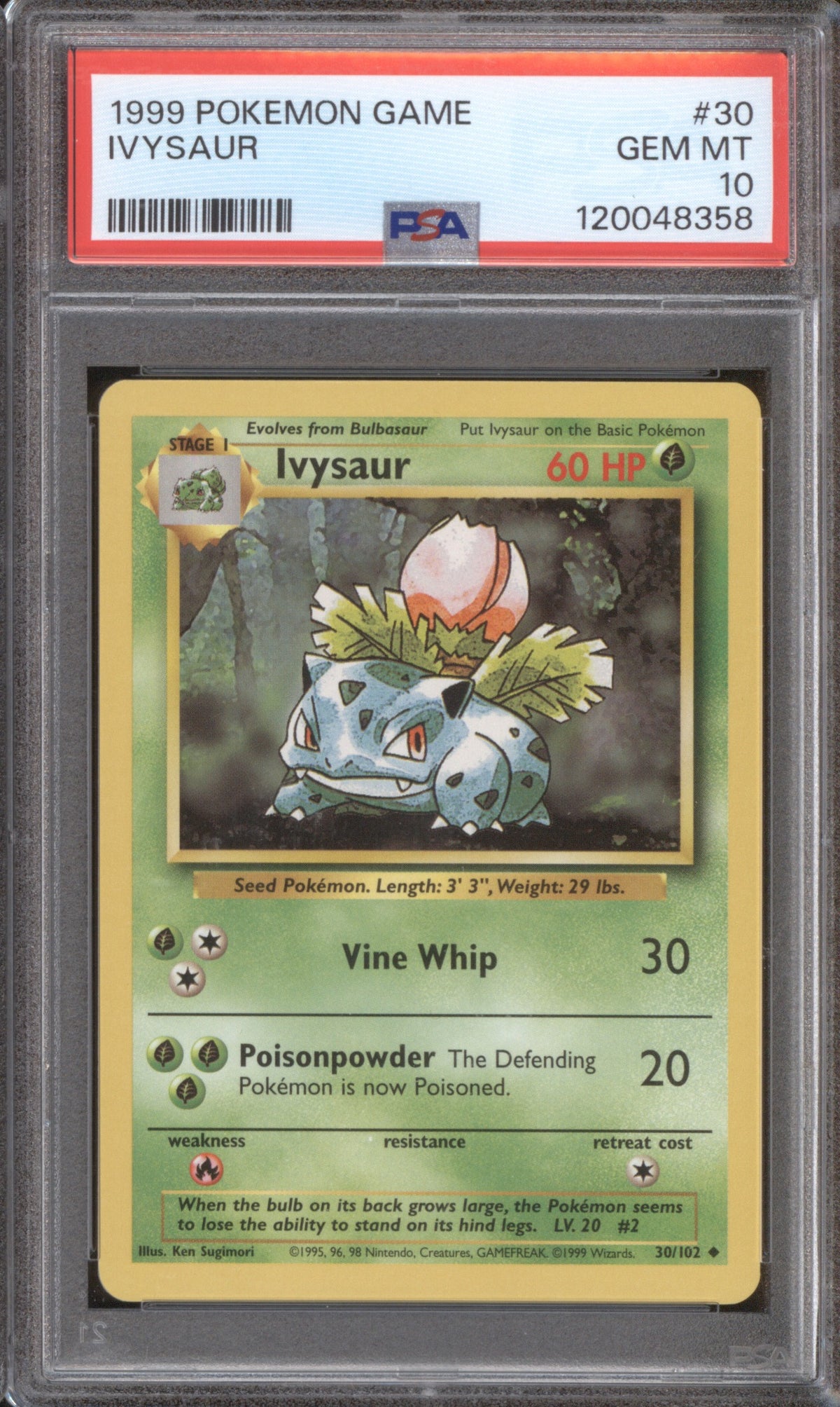 IVYSAUR 1999 POKEMON GAME 30 PSA 10