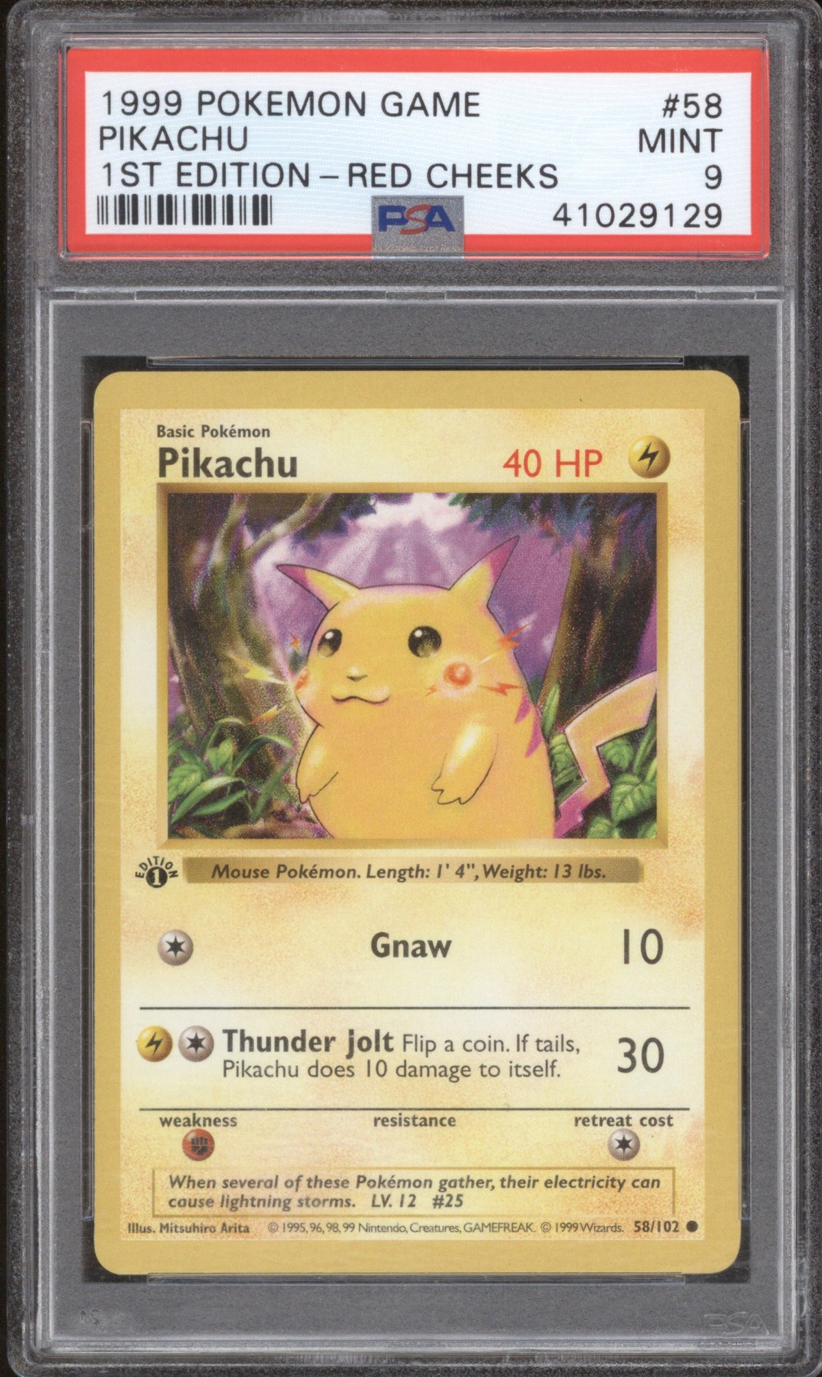 PIKACHU 1999 POKEMON GAME 58 PSA 9 1ST EDITION-RED CHEEKS