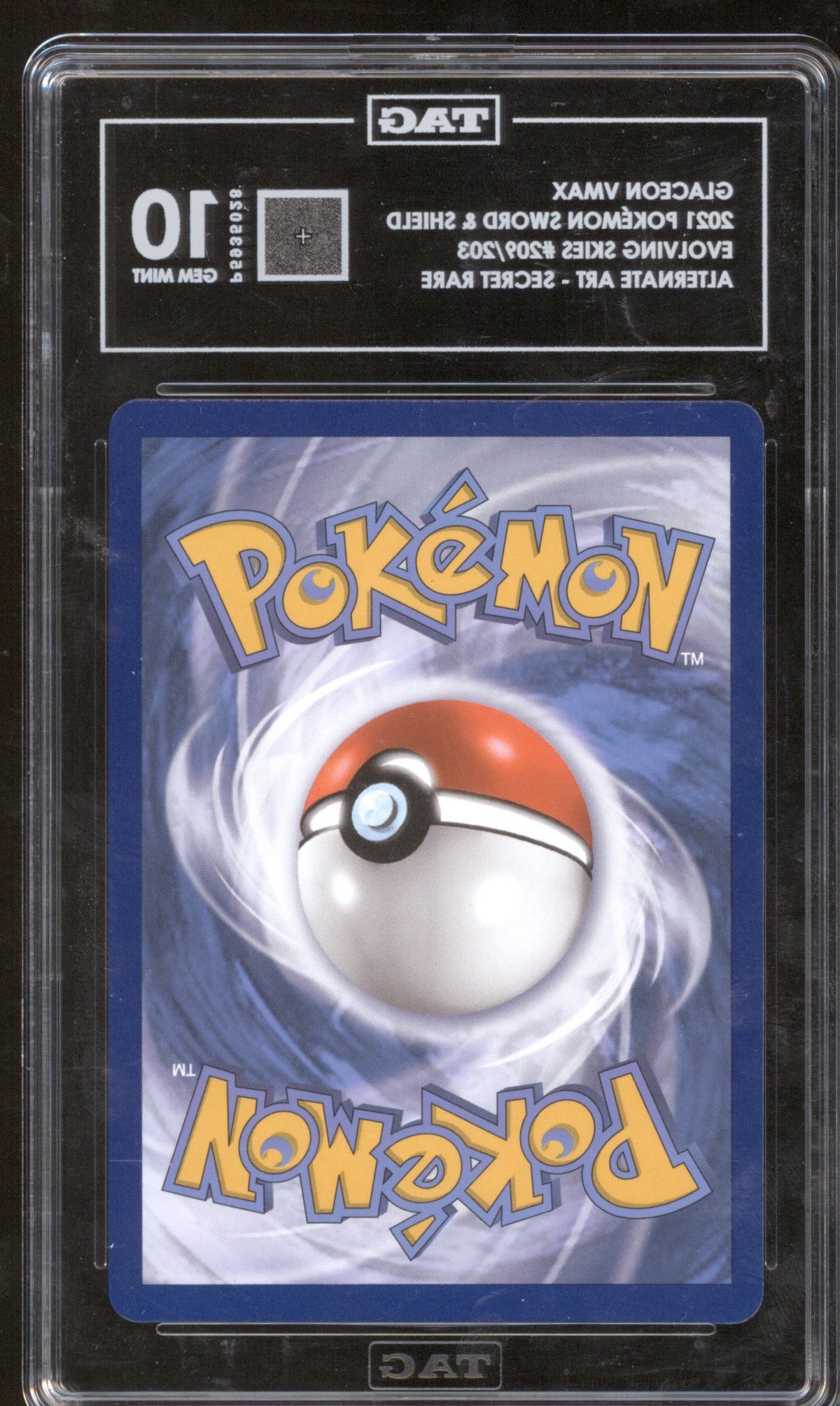 Glaceon VMAX SCR ALT ART 2021 Pokémon Evolving Skies 209/203 TAG 10