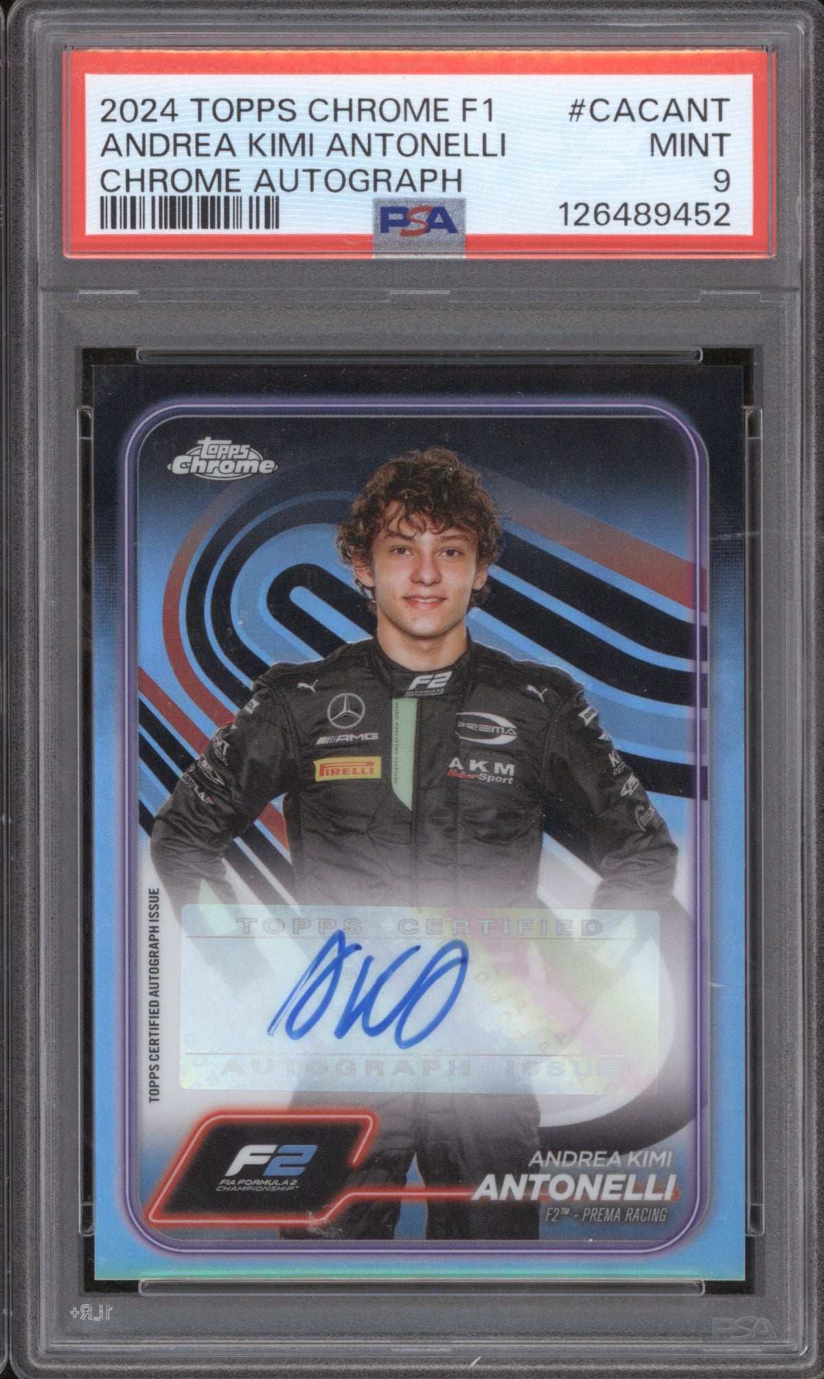 ANDREA KIMI ANTONELLI 2024 TOPPS CHROME FORMULA 1 AUTOGRAPHS CACANT PSA 9
