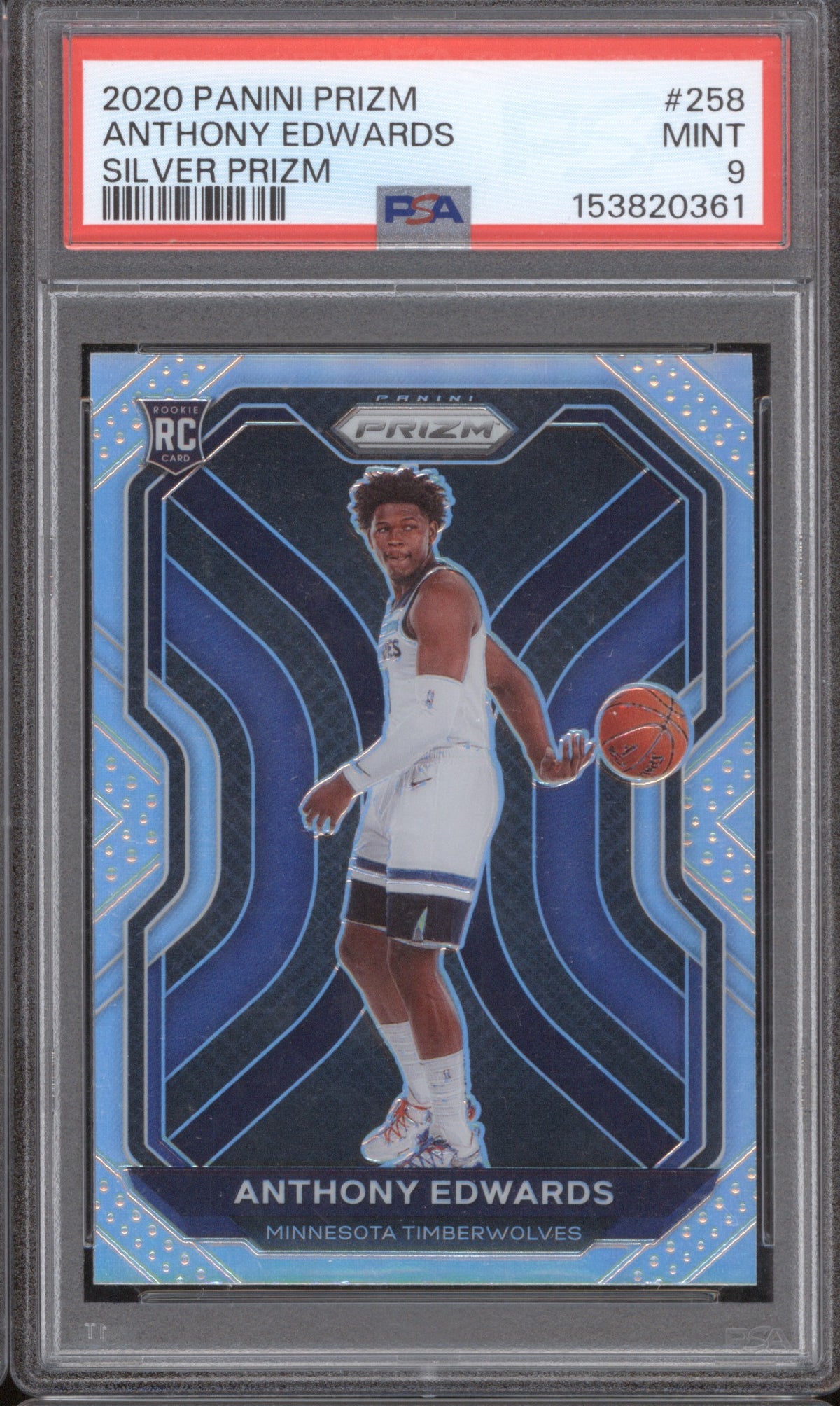 ANTHONY EDWARDS 2020 PANINI PRIZM 258 PSA 9 SILVER PRIZM