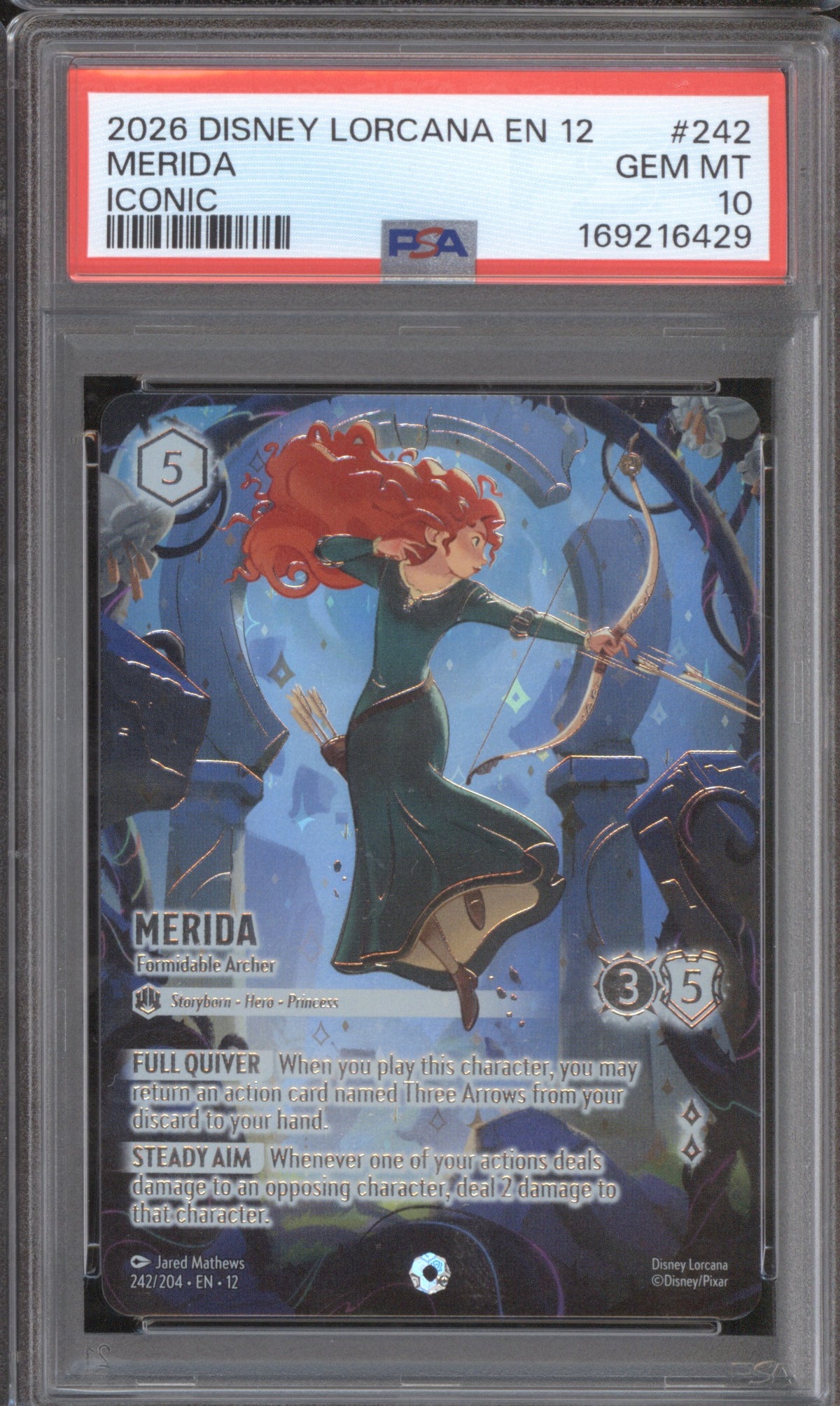 2026 Disney Lorcana EN12 Wilds Unknown 242 Merida Iconic PSA 10