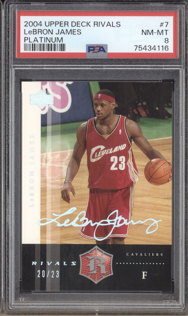 LeBron James 2004-05 Upper Deck Rivals 7 Platinum 20/23 PSA 8 RKO