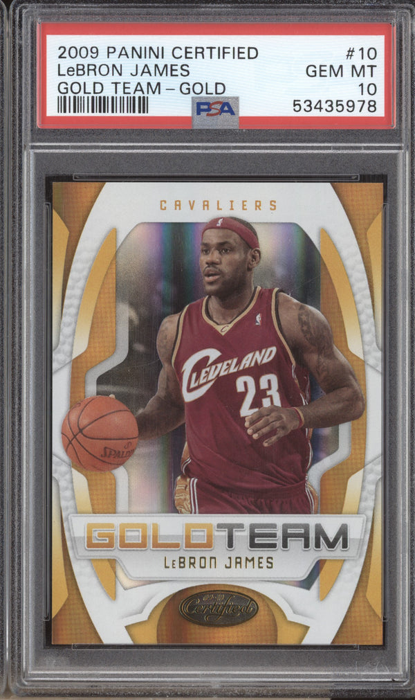 LeBron James 2009-10 Panini Certified 10 Gold Team Gold 18/25 PSA 10 RKO