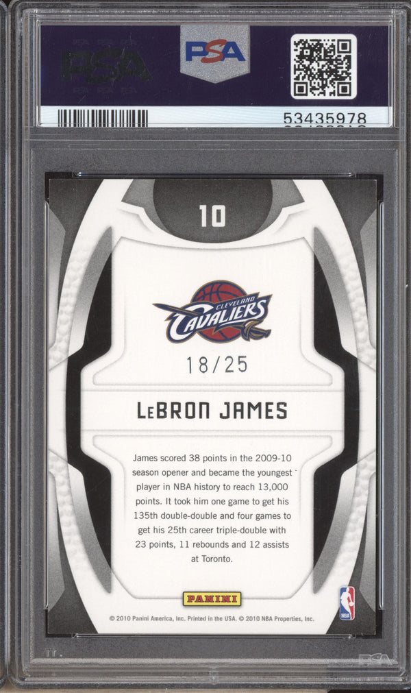 LeBron James 2009-10 Panini Certified 10 Gold Team Gold 18/25 PSA 10 RKO