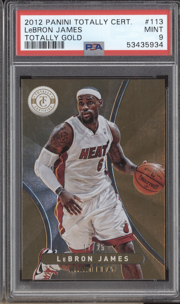 LeBron James 2012-13 Panini Totally Certified 113 Totally Gold 17/25 PSA 9 RKO