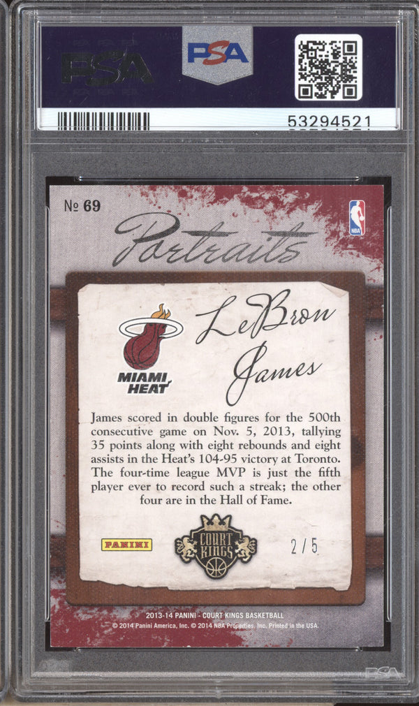 LeBron James 2013-14 Panini Court Kings 69 Portraits 2014 National 2/5 PSA 8 RKO