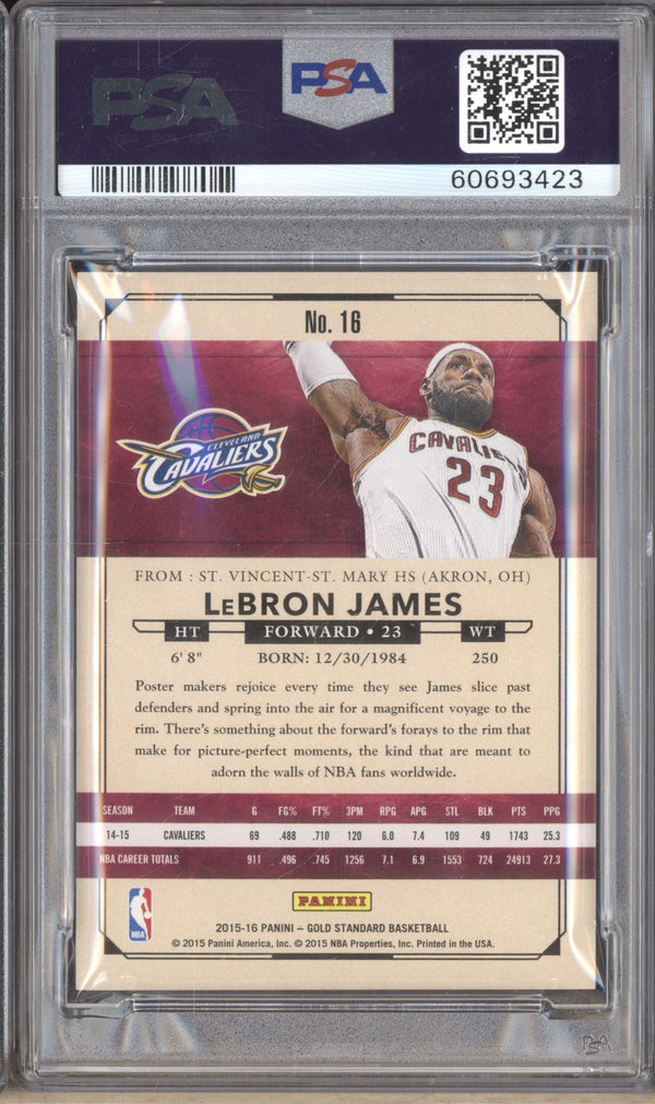 LeBron James 2015-16 Panini Gold Standard 16 6/299 PSA 10 RKO