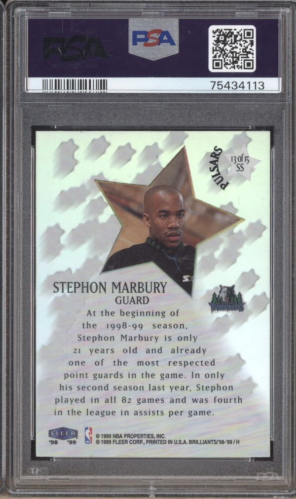 Stephon Marbury 1998-99 Fleer Brilliants 13 Shining Stars Pulsars PSA 9 RKO