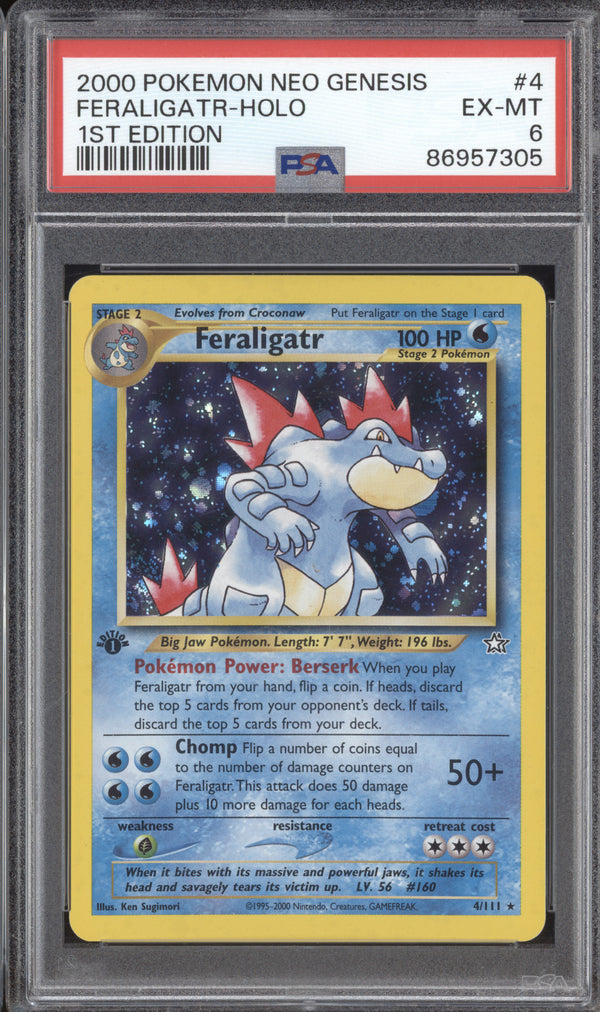 Feraligatr 2000 Pokemon Neo Genesis 4/111 1st Edition Holo PSA 6 ASR