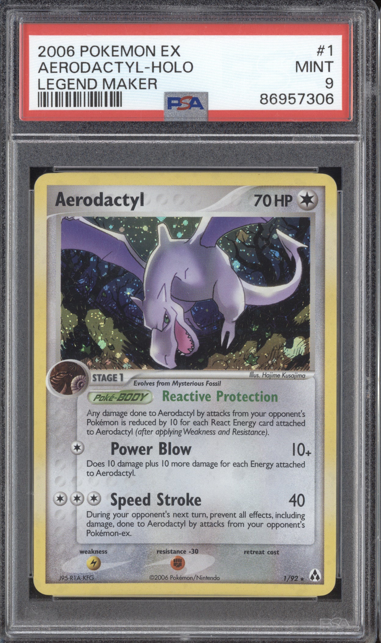 Aerodactyl 2006 Pokemon EX Legend Maker 1/92 Holo PSA 9 ASR